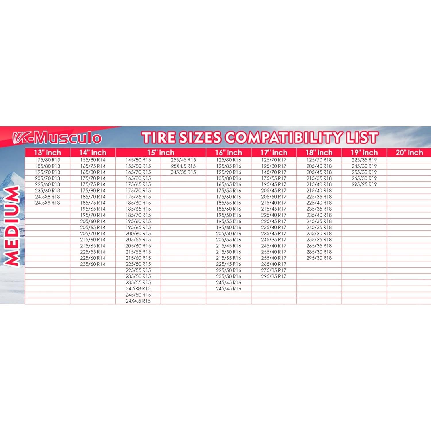 Calcetines de Nieve K-Musculo M para SUV y Pickup - 100 KM