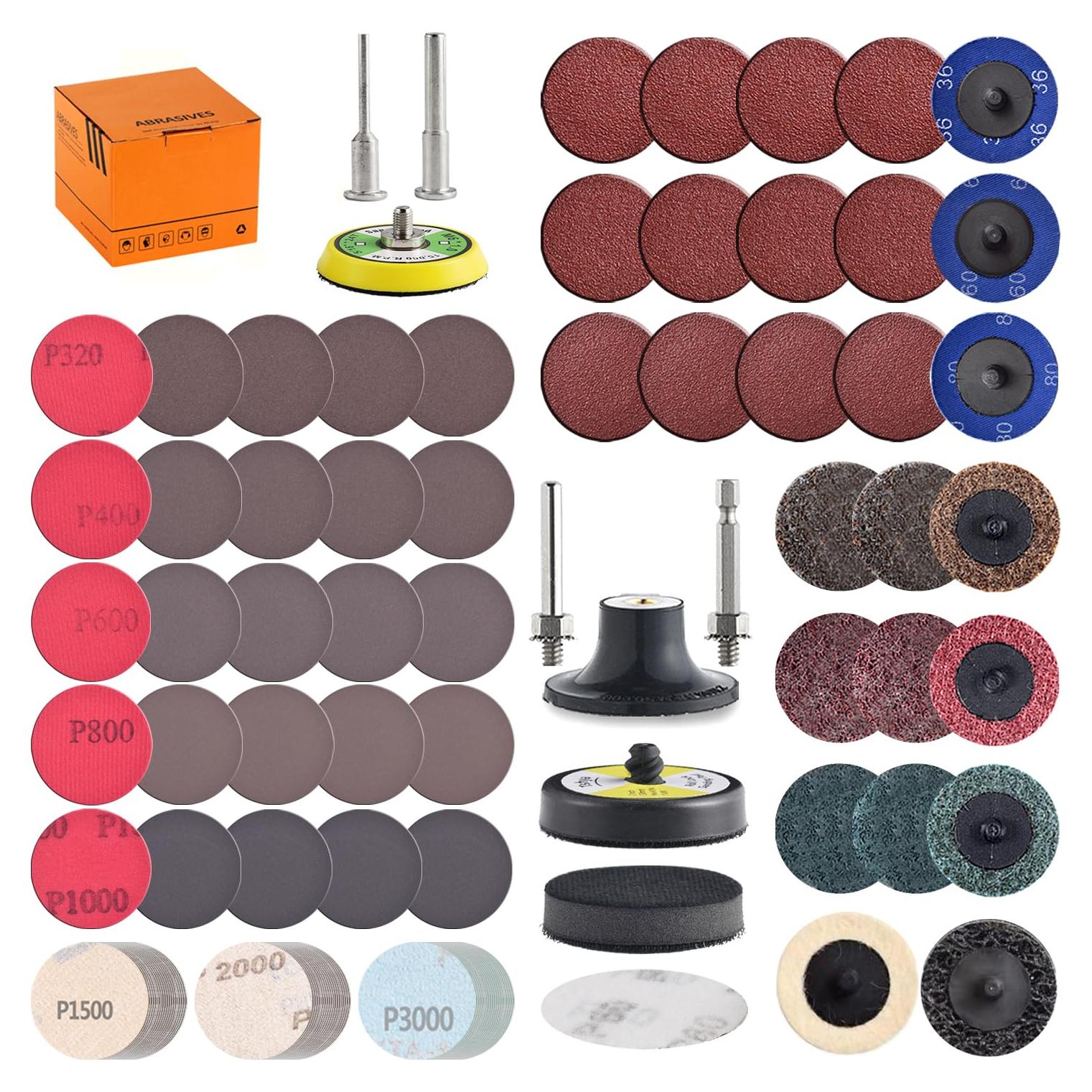 Paquete de 117 Discos de Lijado 50mm con Gancho y Bucle