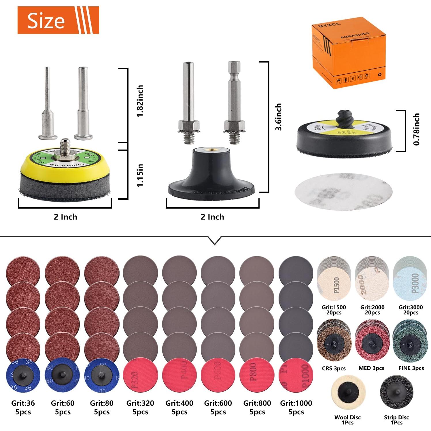 Paquete de 117 Discos de Lijado 50mm con Gancho y Bucle