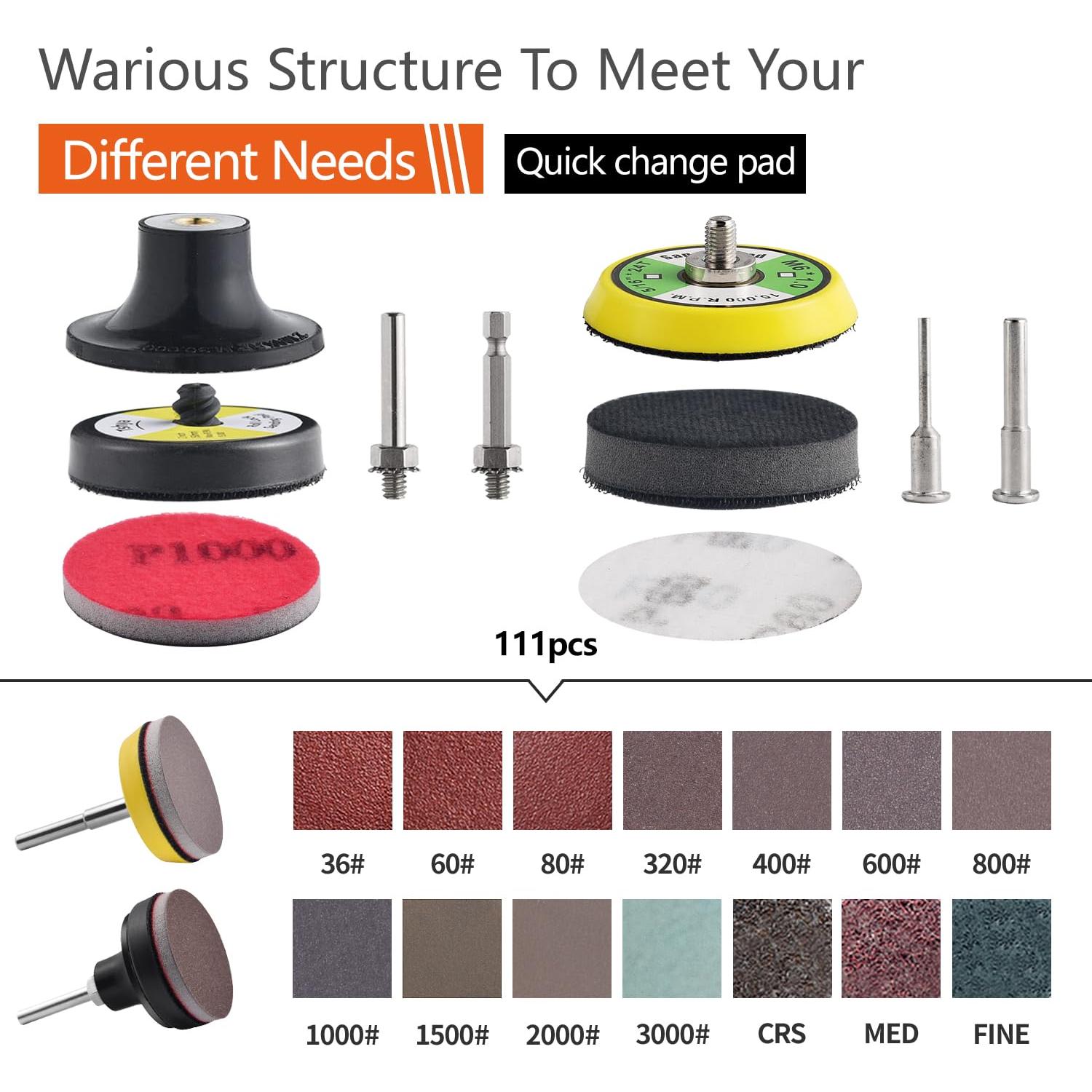 Paquete de 117 Discos de Lijado 50mm con Gancho y Bucle