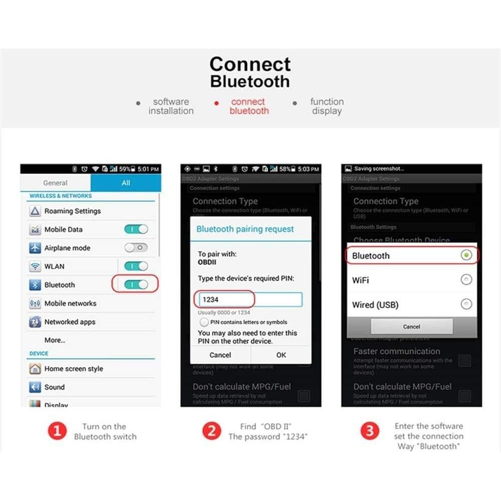 Escáner OBD2 Bluetooth SCCJGL Elm327 V1.5 para Android
