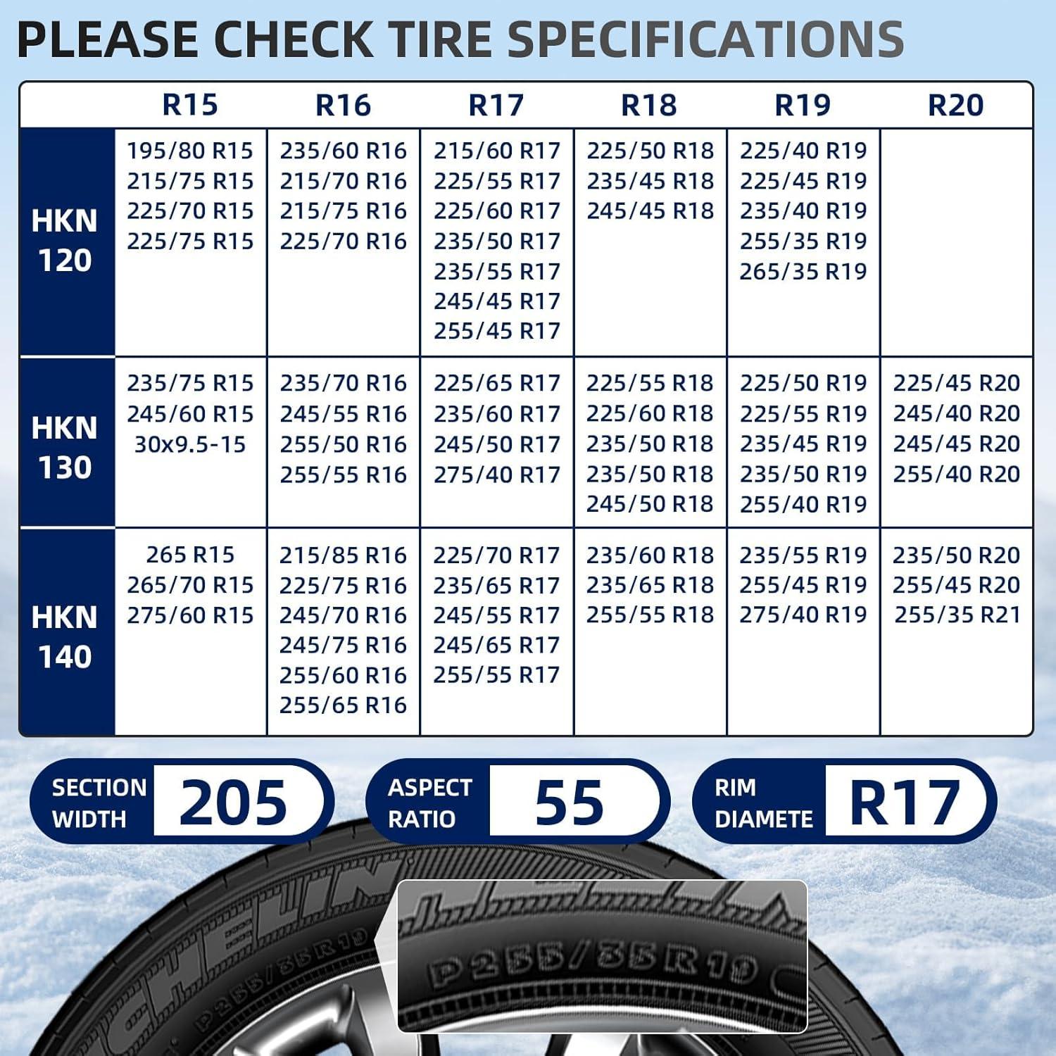 Cadenas de Nieve OPSOOPI HKN120 12mm para Autos y SUVs