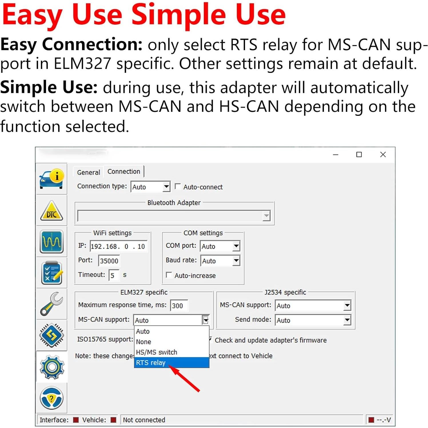 Adaptador OBD2 MOCATEC USB ELM327 para Ford y Mazda