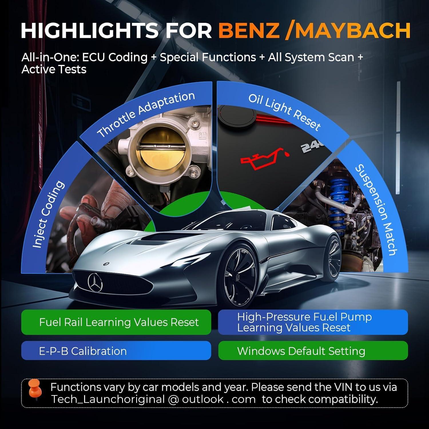 Escáner OBD2 LAUNCH Creader Elite 2.0 BBA para BMW y Benz