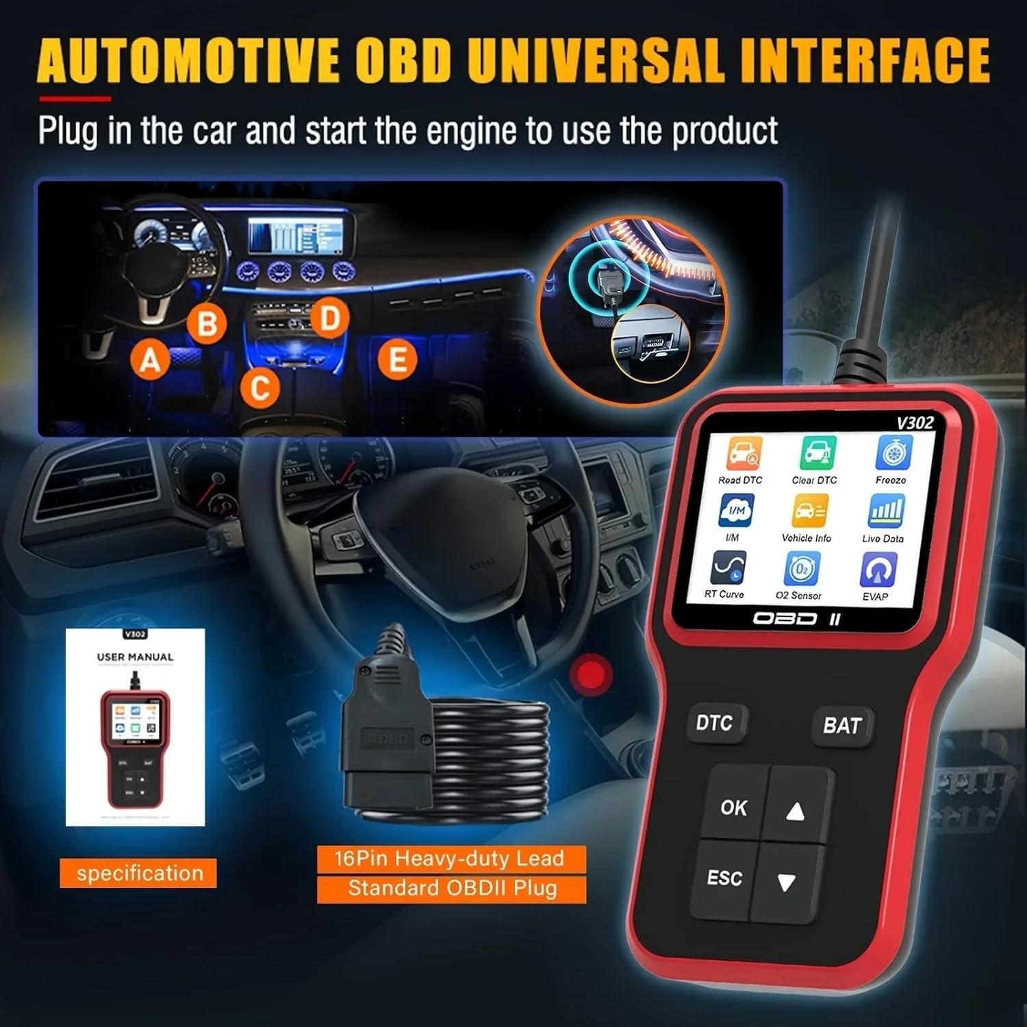 Herramienta de Diagnóstico OBD2 SKYOEM V302 con Pantalla 2.8"
