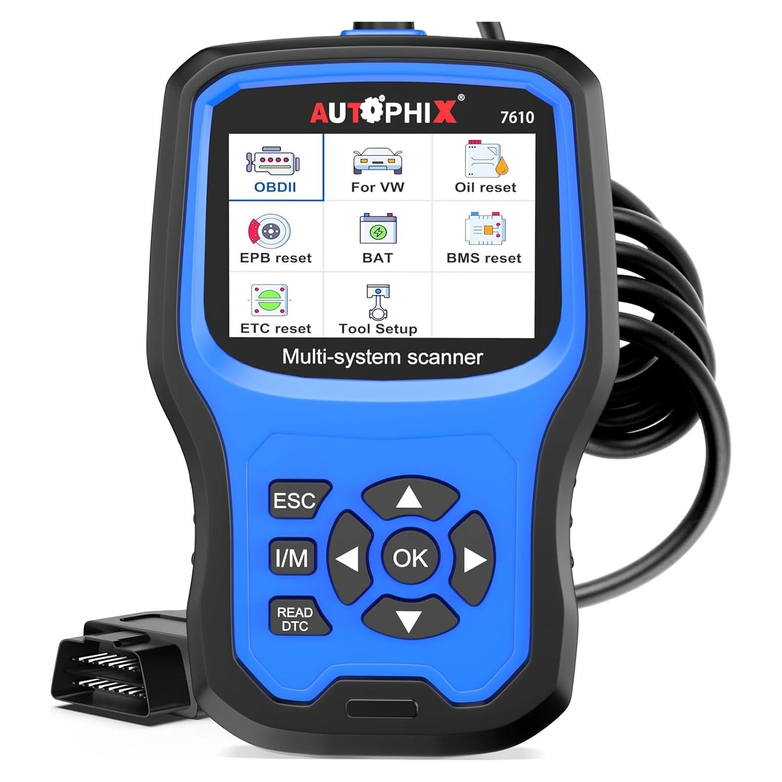 AUTOPHIX 7610P+ Fit for VW Audi, Full System Diagnostic Tool, All Reset Service, Fit for Volkswagen Audi Skoda Seat, Full OBD2 Code Reader with Battery Registration Oil Reset
