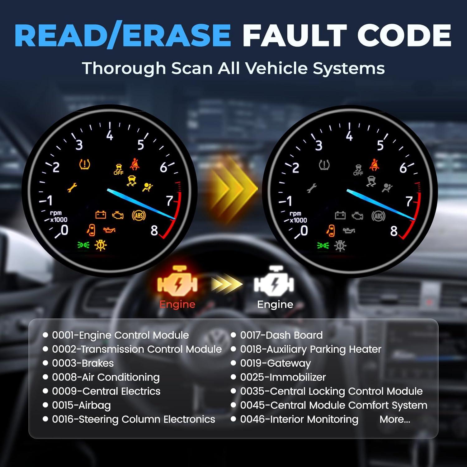 AUTOPHIX 7610P+ Fit for VW Audi, Full System Diagnostic Tool, All Reset Service, Fit for Volkswagen Audi Skoda Seat, Full OBD2 Code Reader with Battery Registration Oil Reset