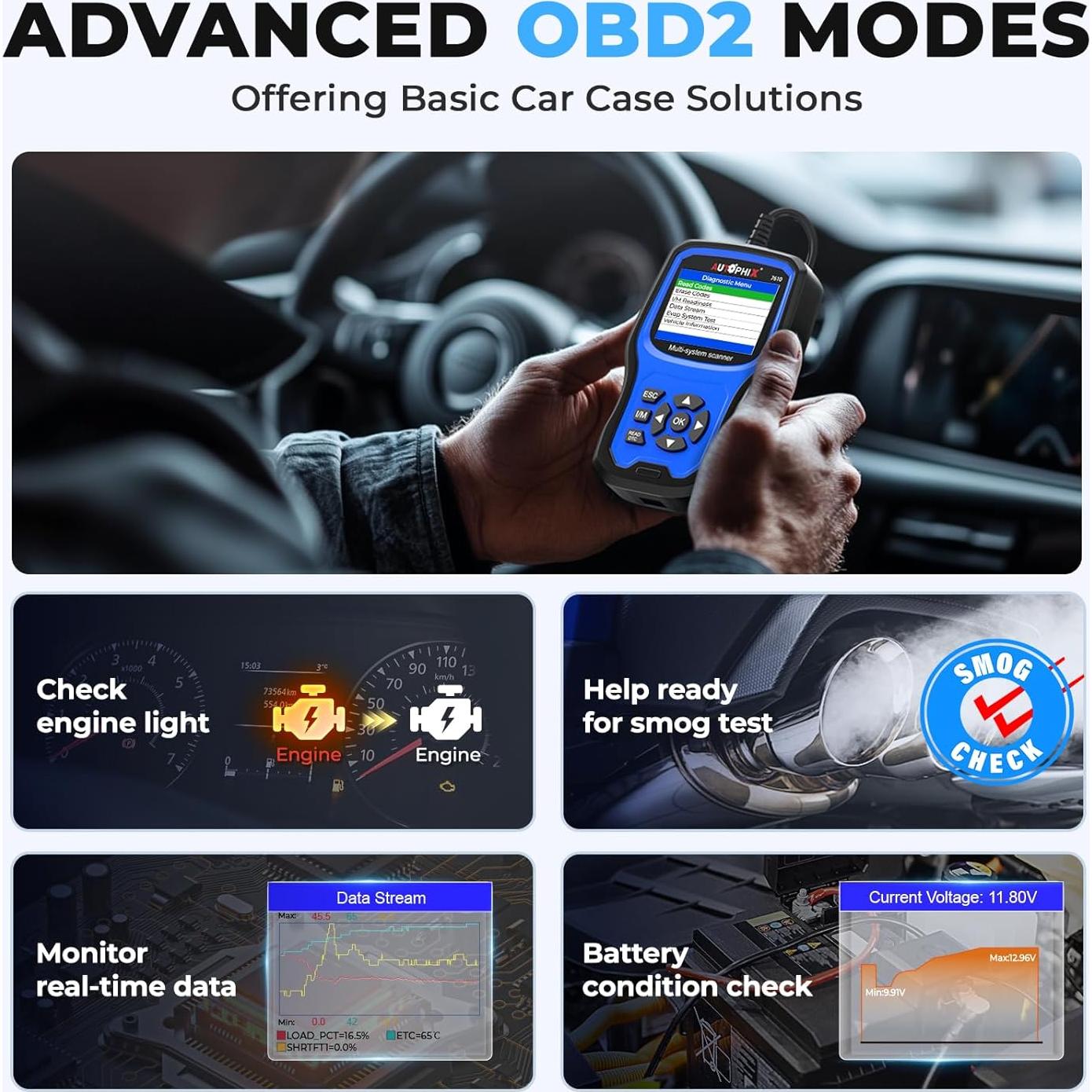 AUTOPHIX 7610P+ Fit for VW Audi, Full System Diagnostic Tool, All Reset Service, Fit for Volkswagen Audi Skoda Seat, Full OBD2 Code Reader with Battery Registration Oil Reset