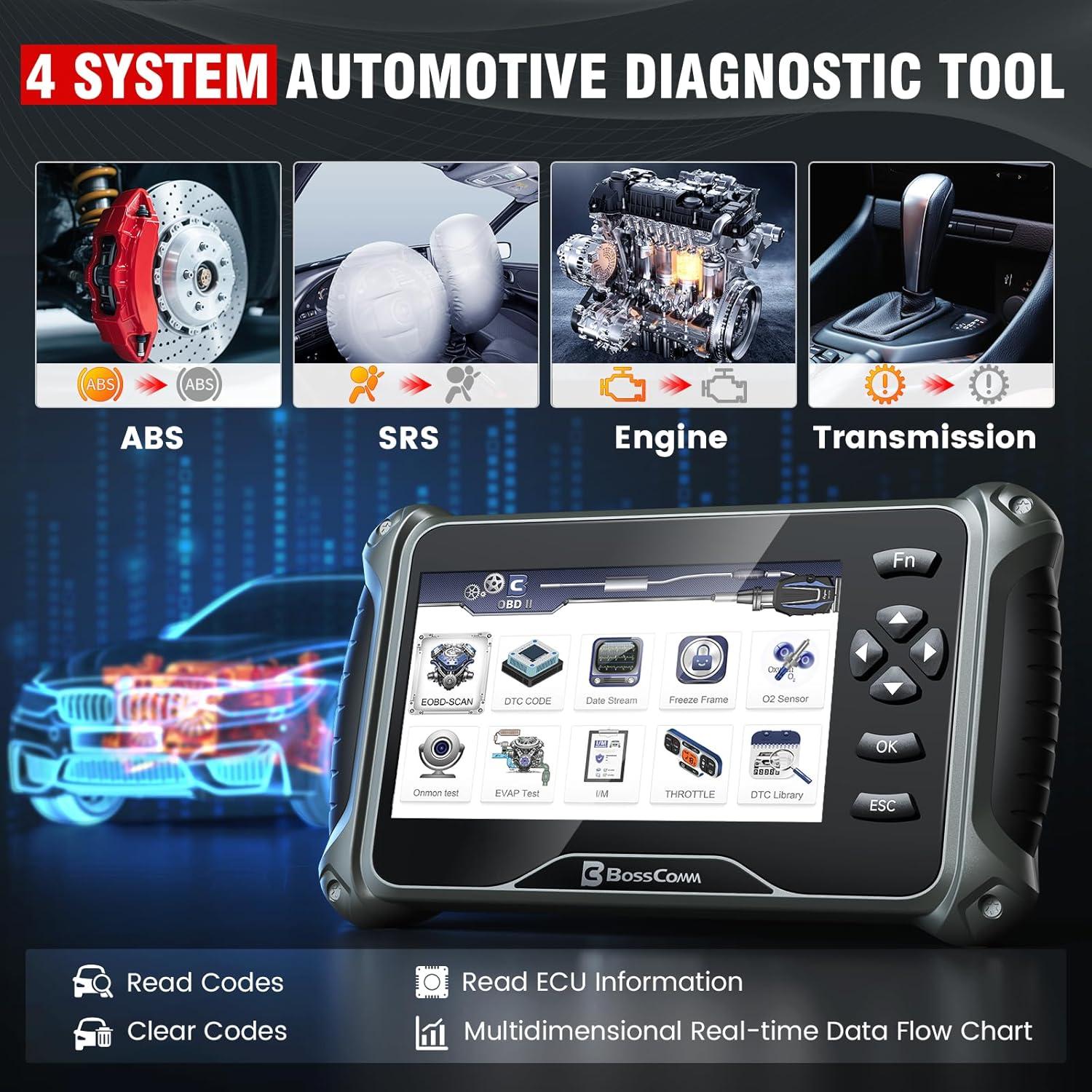 Escáner OBD2 BossComm IF740 - Diagnóstico Motor, ABS, SRS