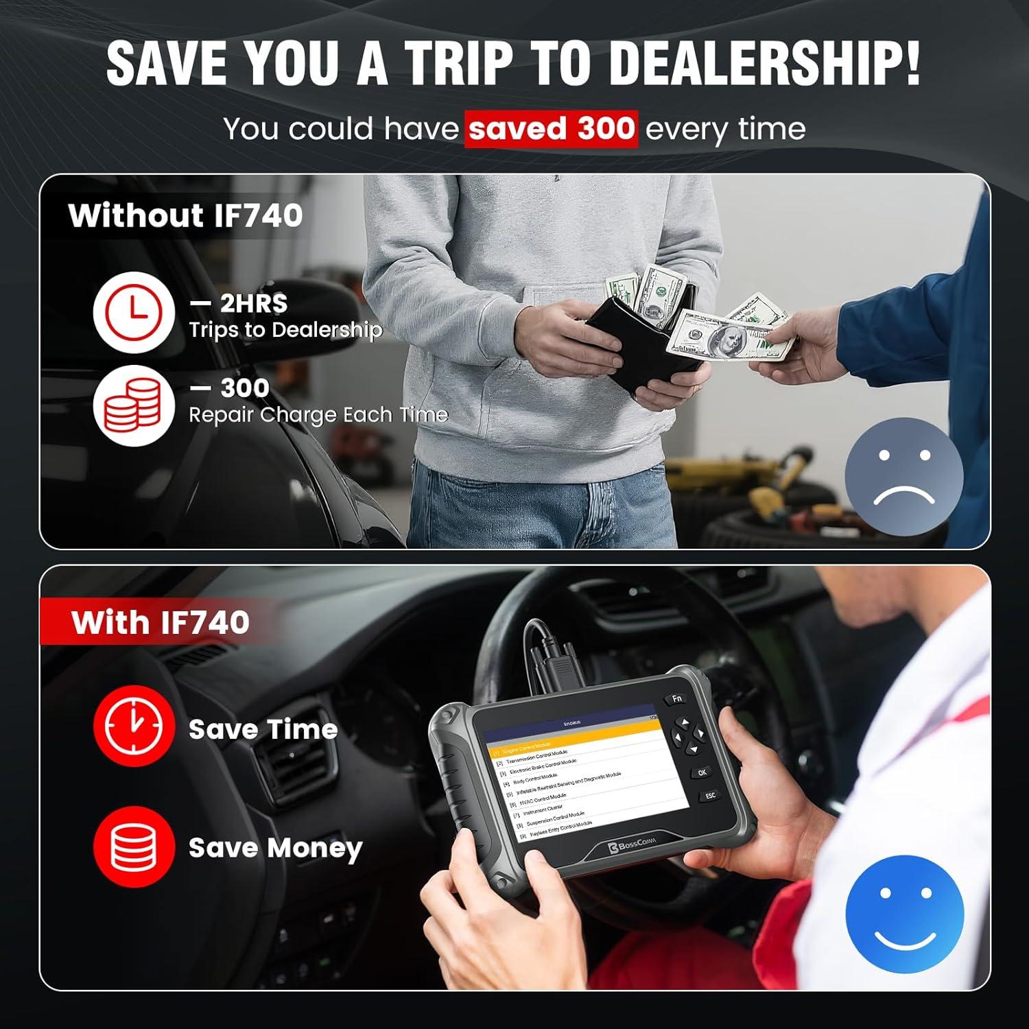 Escáner OBD2 BossComm IF740 - Diagnóstico Motor, ABS, SRS