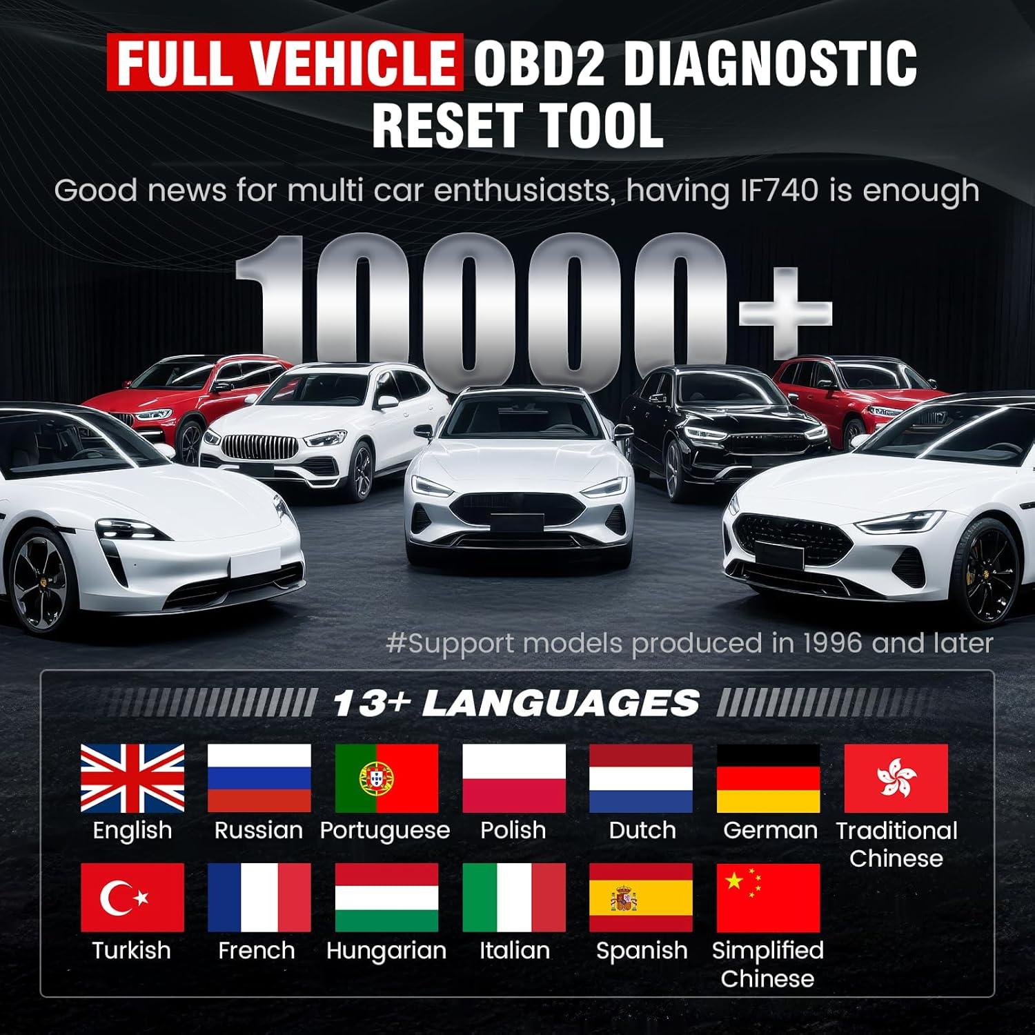 Escáner OBD2 BossComm IF740 - Diagnóstico Motor, ABS, SRS