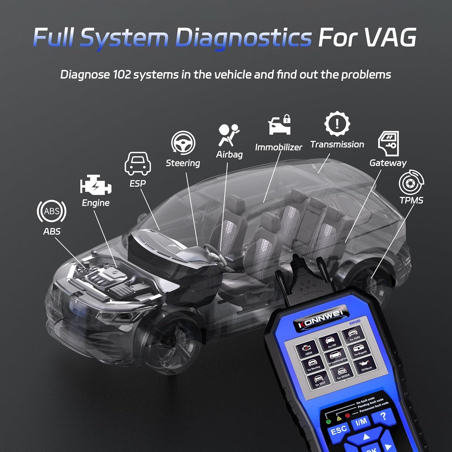 Escáner OBD2 KONNWEI KW450 para VW Audi Skoda Seat