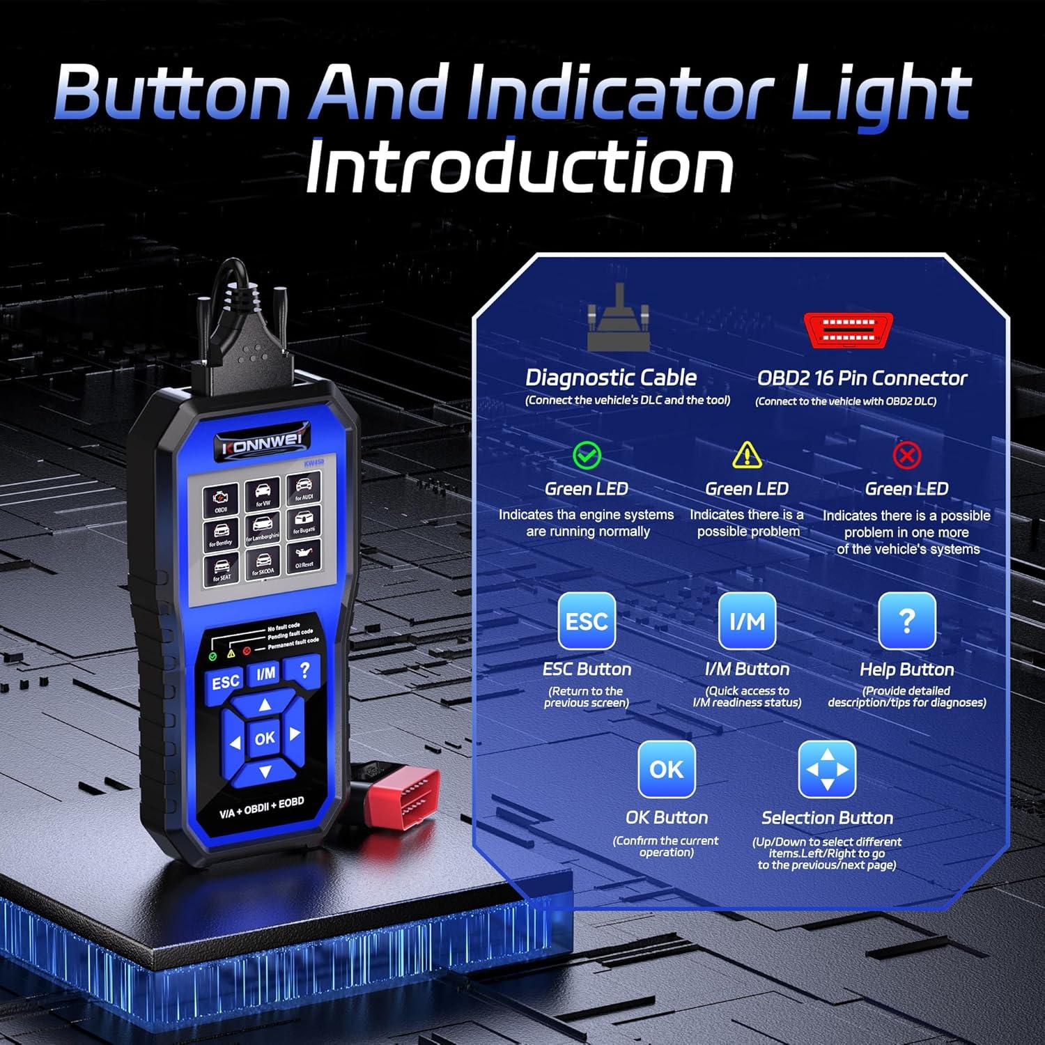 Escáner OBD2 KONNWEI KW450 para VW Audi Skoda Seat