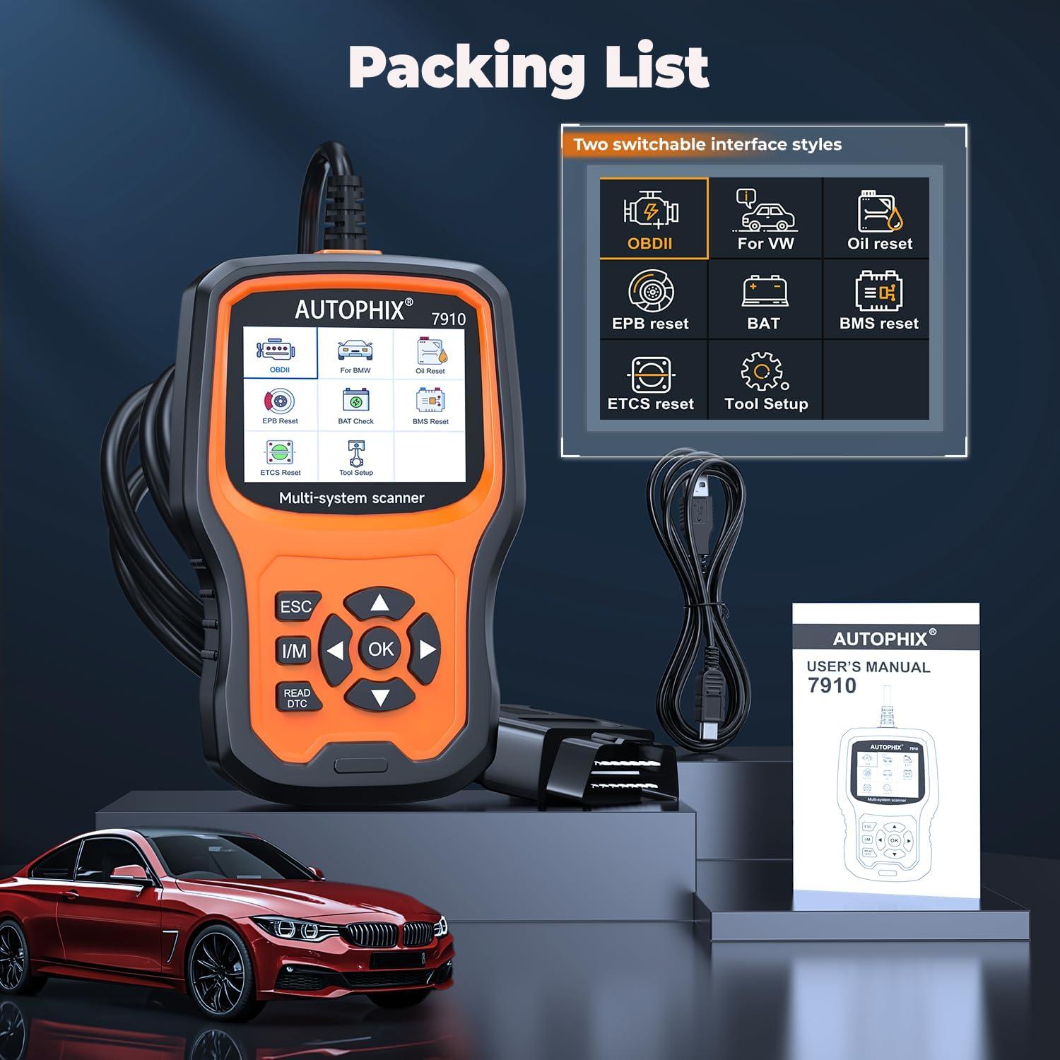 Escáner OBD2 AUTOPHIX 7910P+ para BMW y MINI - Diagnóstico Completo