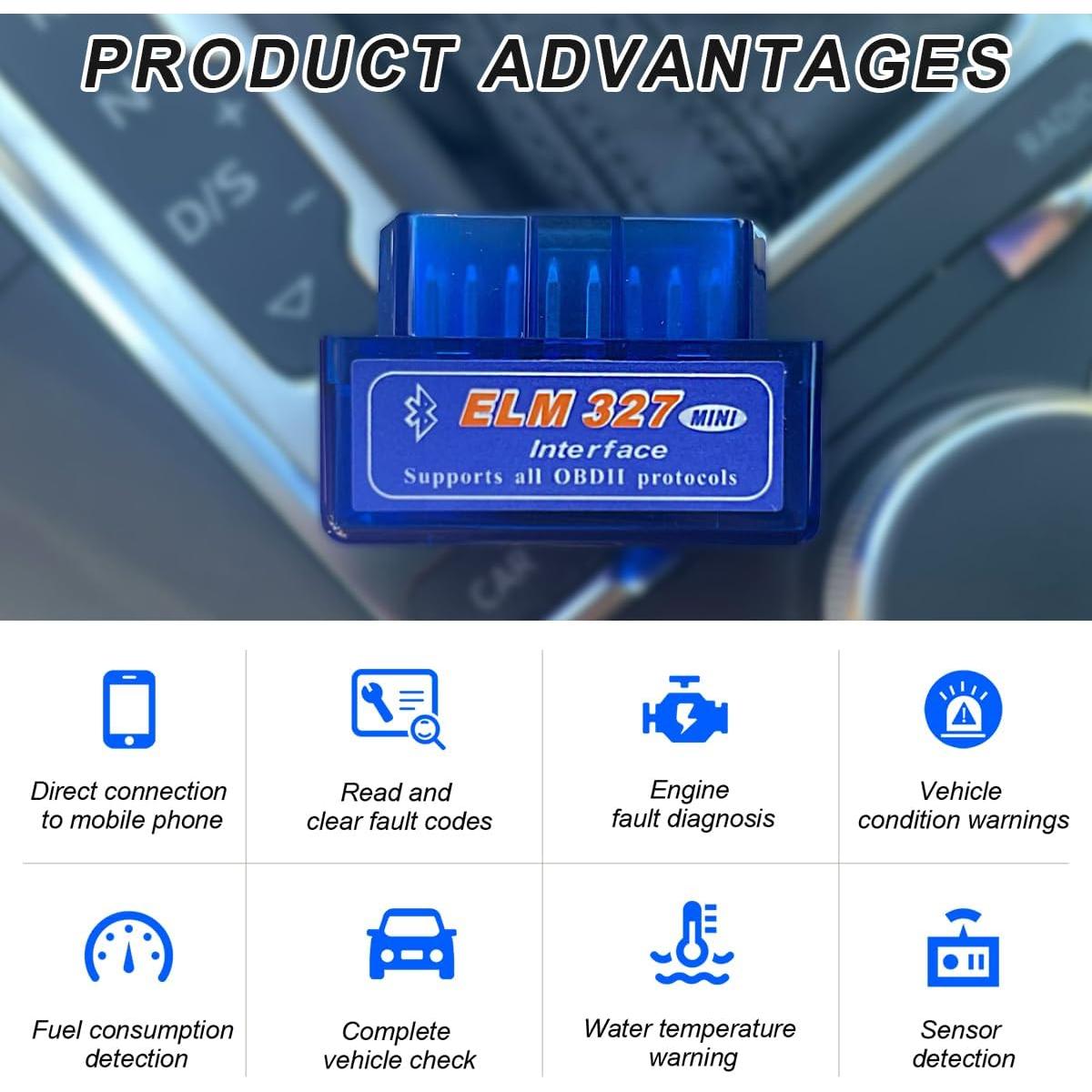Escáner de Diagnóstico FSTURIOS ELM327 OBDII Bluetooth 12V