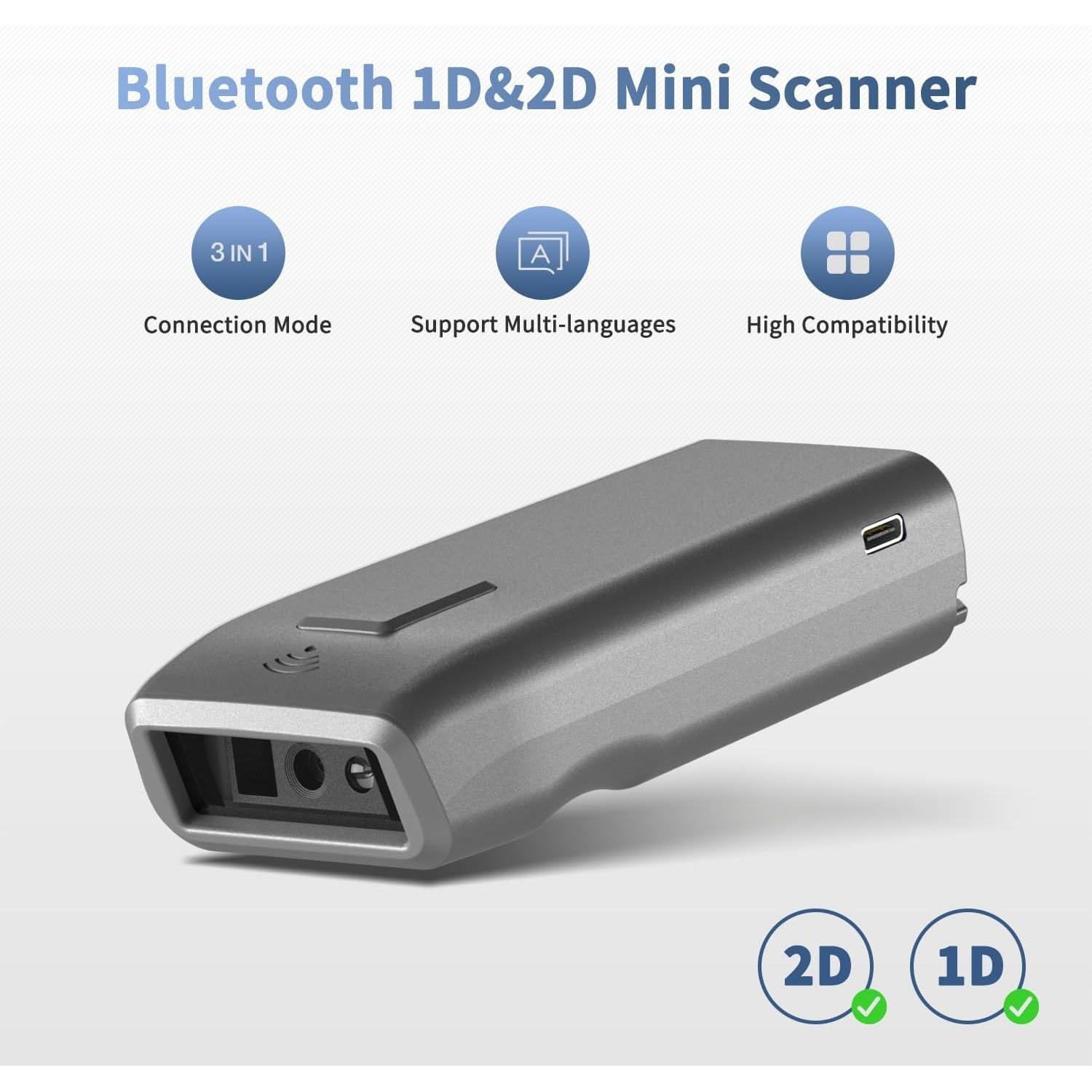 Escáner de Código de Barras Inalámbrico NetumScan 1D 2D Mini