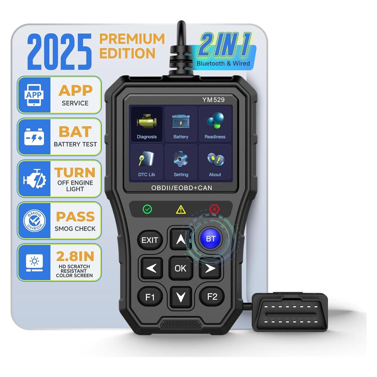 Escáner OBD2 Bluetooth BingoHive YM529 con prueba de batería