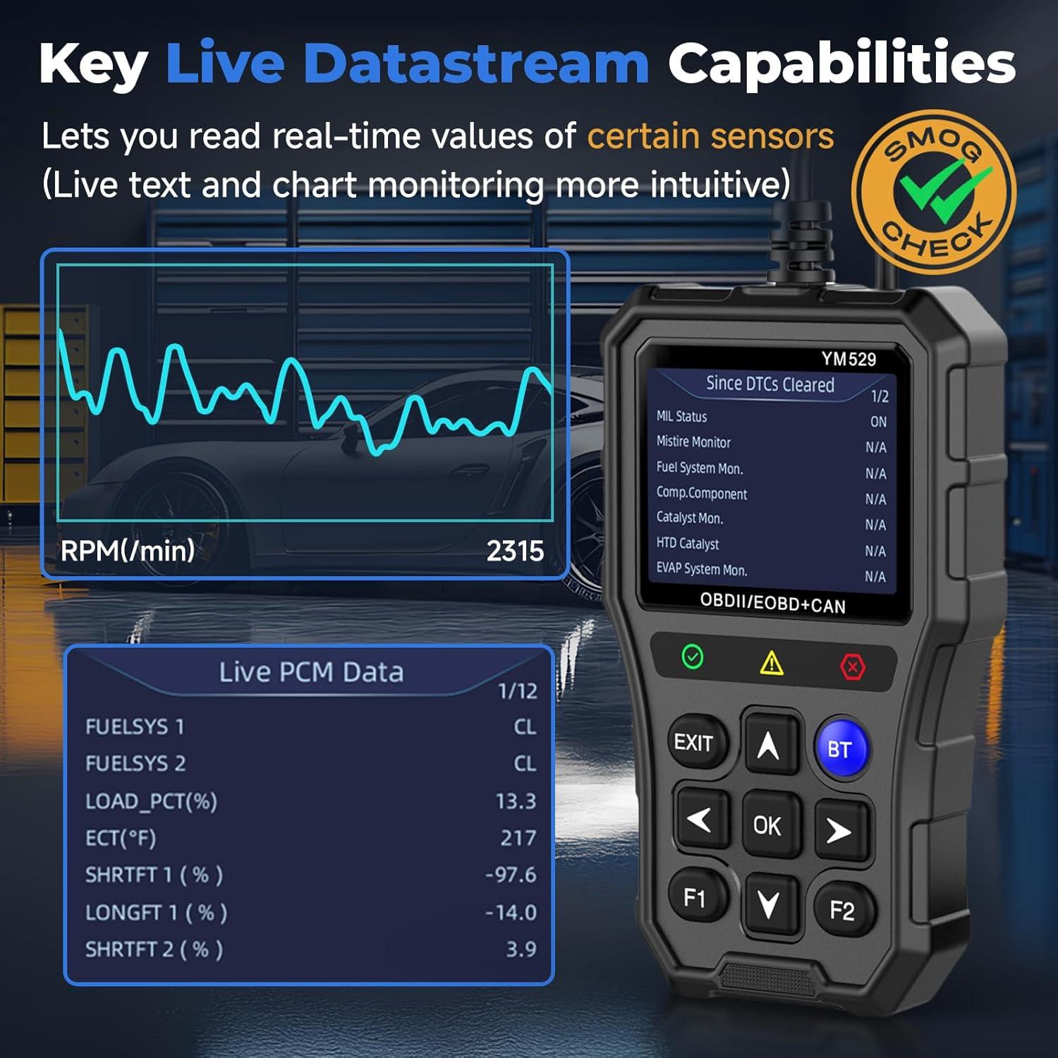 Escáner OBD2 Bluetooth BingoHive YM529 con prueba de batería