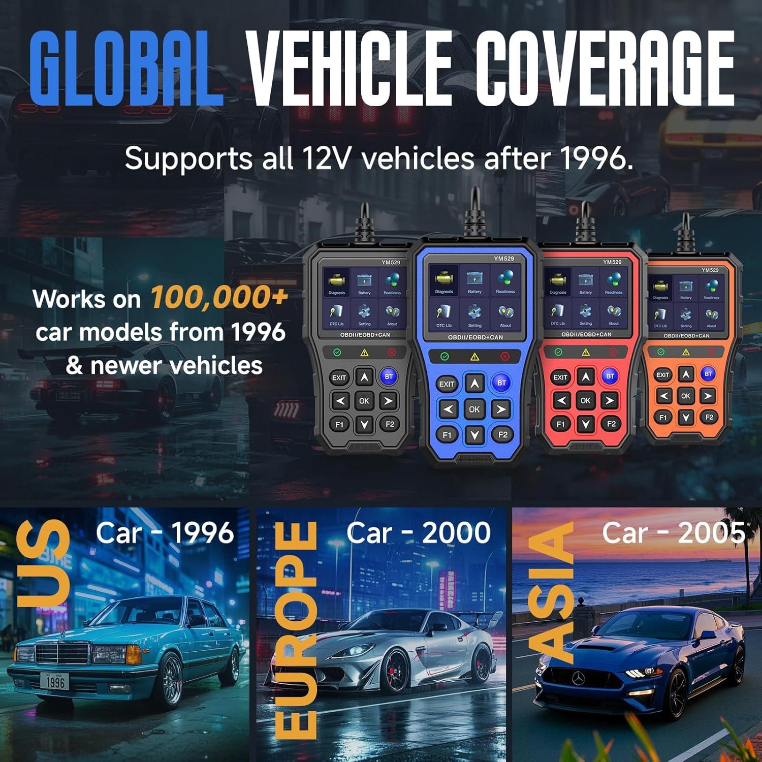 Escáner OBD2 Bluetooth BingoHive YM529 con prueba de batería