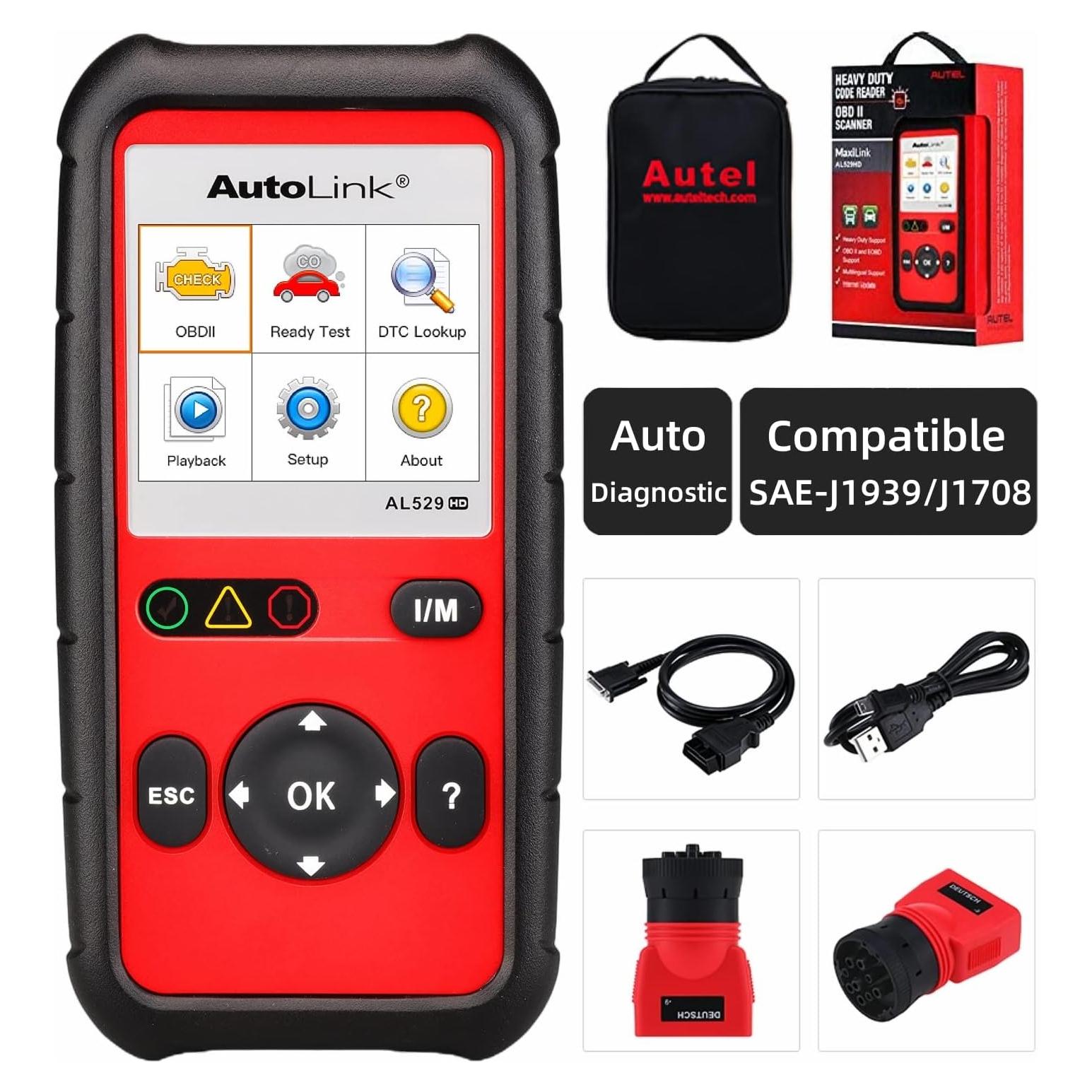 Escáner OBD2 Autel AL529HD para Camiones Pesados