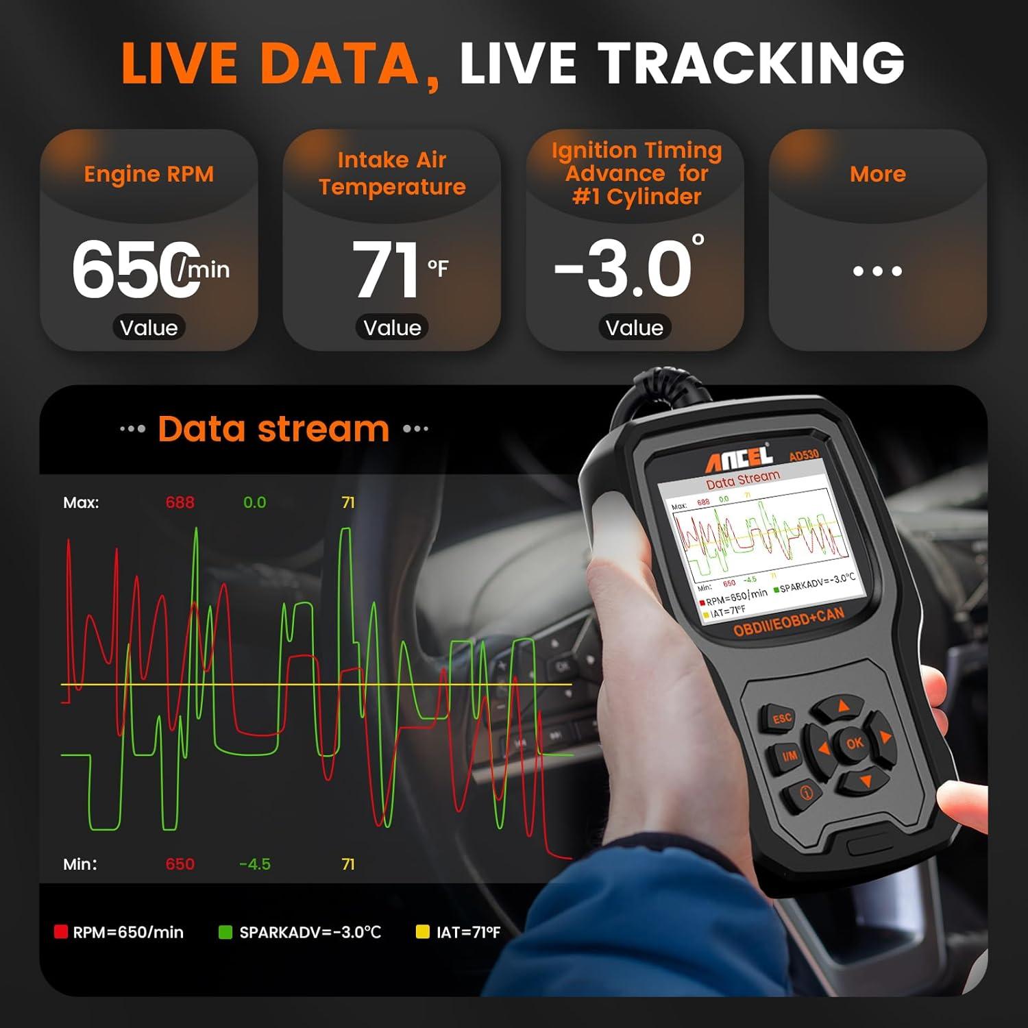 ANCEL AD530 Lector de Códigos OBD2 y Probador de Batería