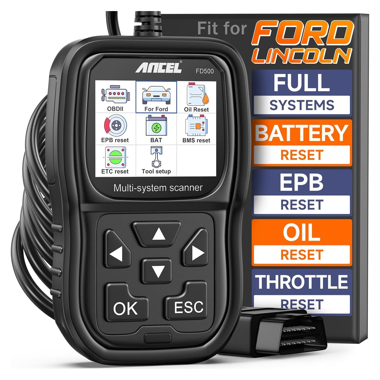 Escáner OBD2 ANCEL FD500 para Ford Lincoln - Diagnóstico completo