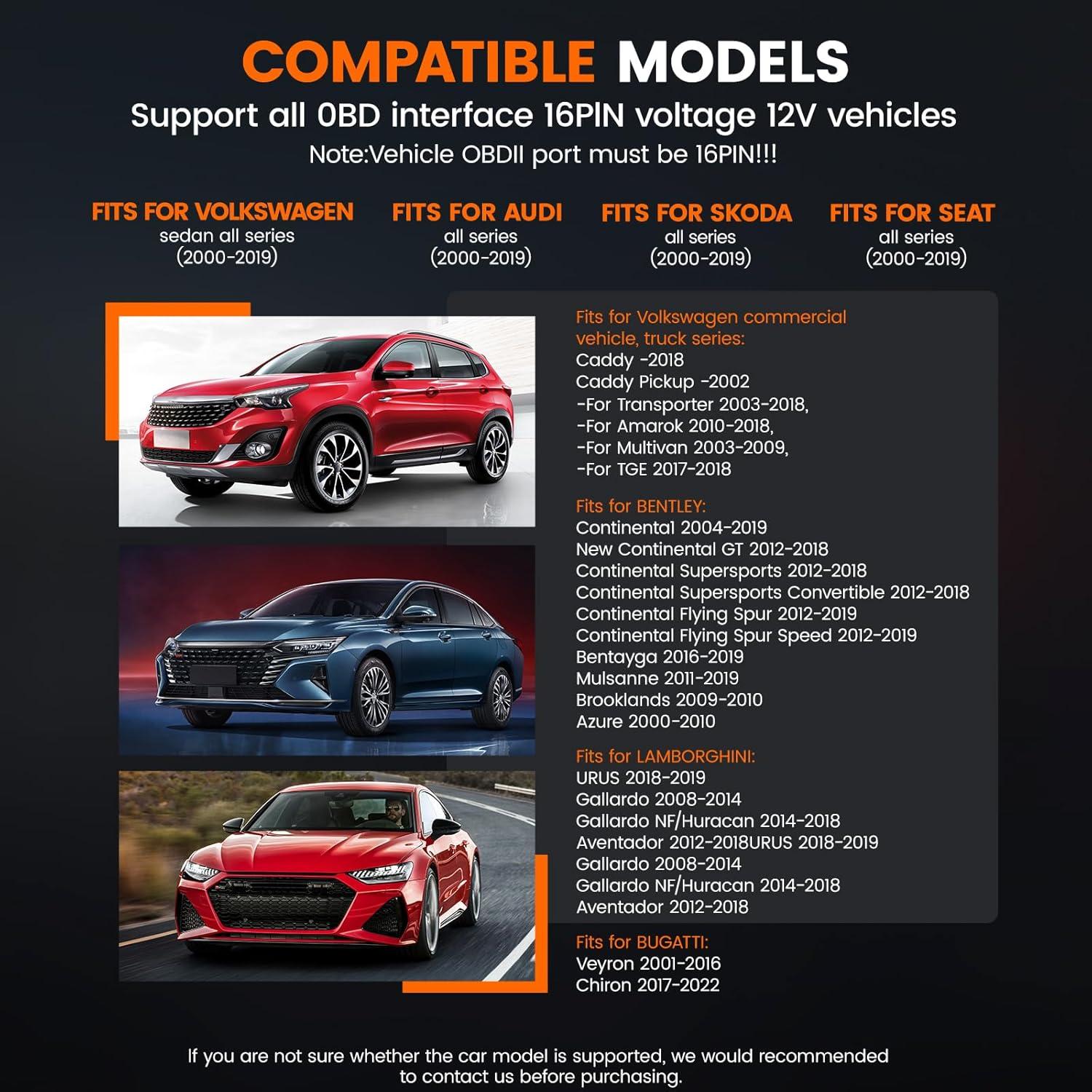 ANCEL VD500 Escáner OBD2 para Volkswagen Audi Skoda Seat