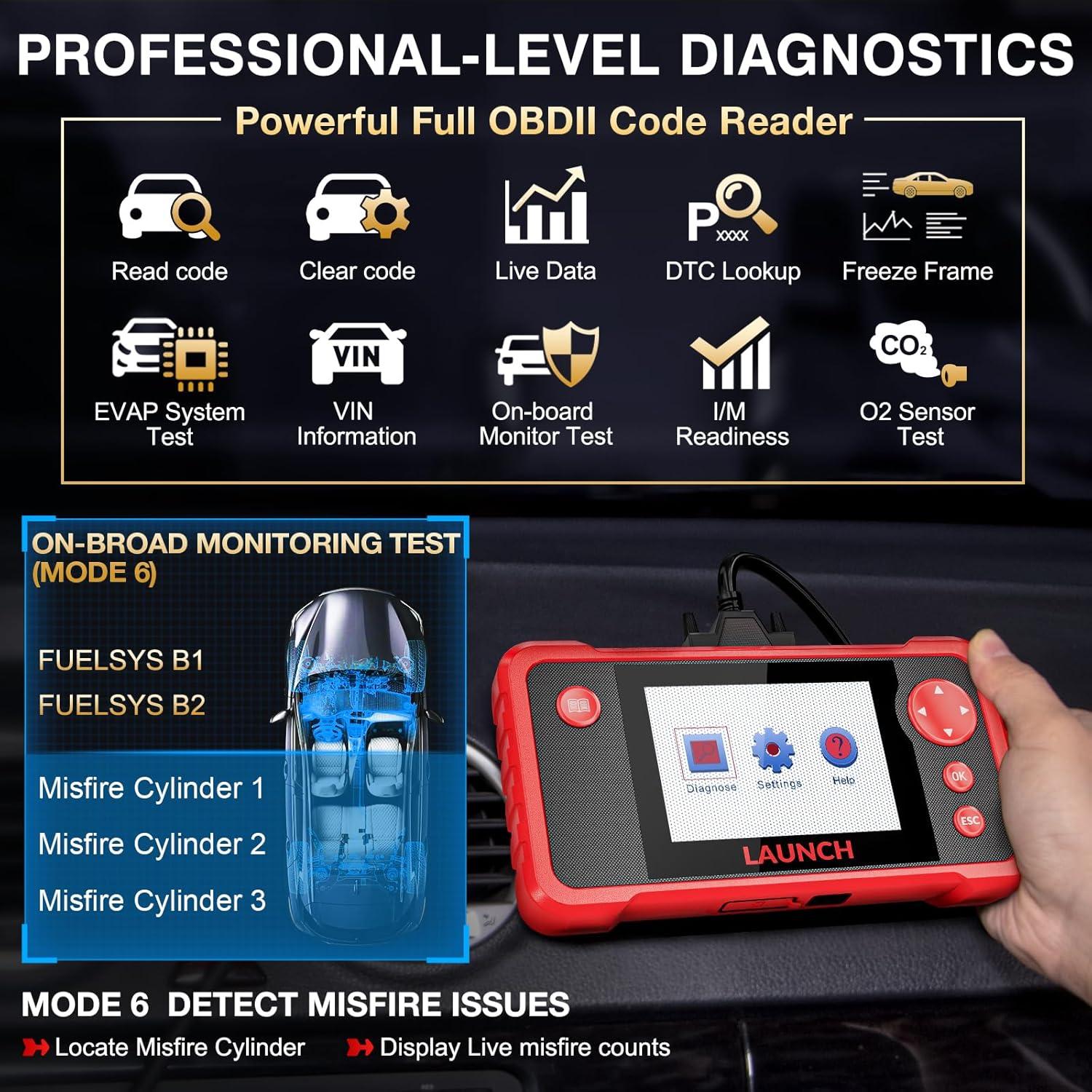 Escáner OBD2 LAUNCH CRP123 V2.0 Elite - Diagnóstico Motor/ABS/SRS