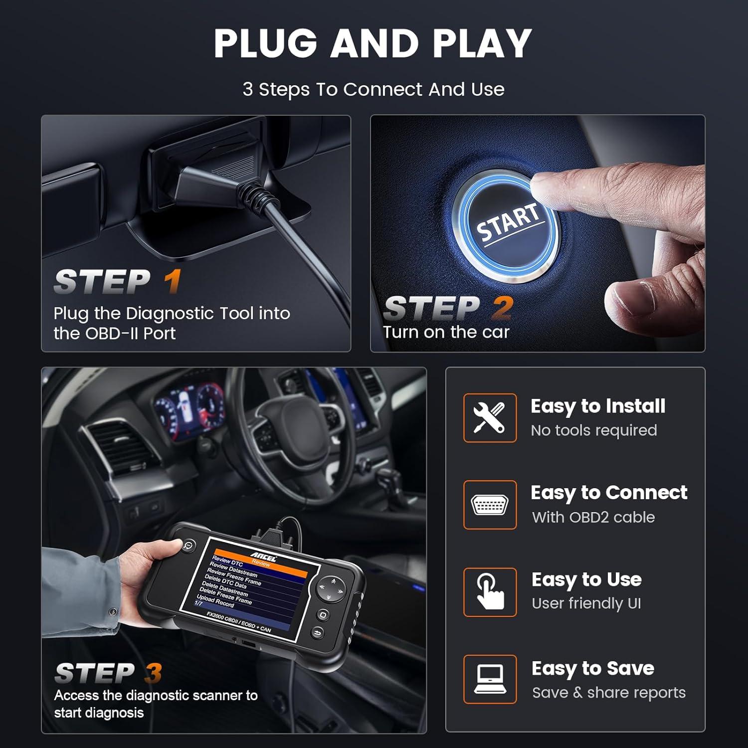 Escáner OBD2 ANCEL FX2000-US Diagnóstico Automotriz ABS SRS