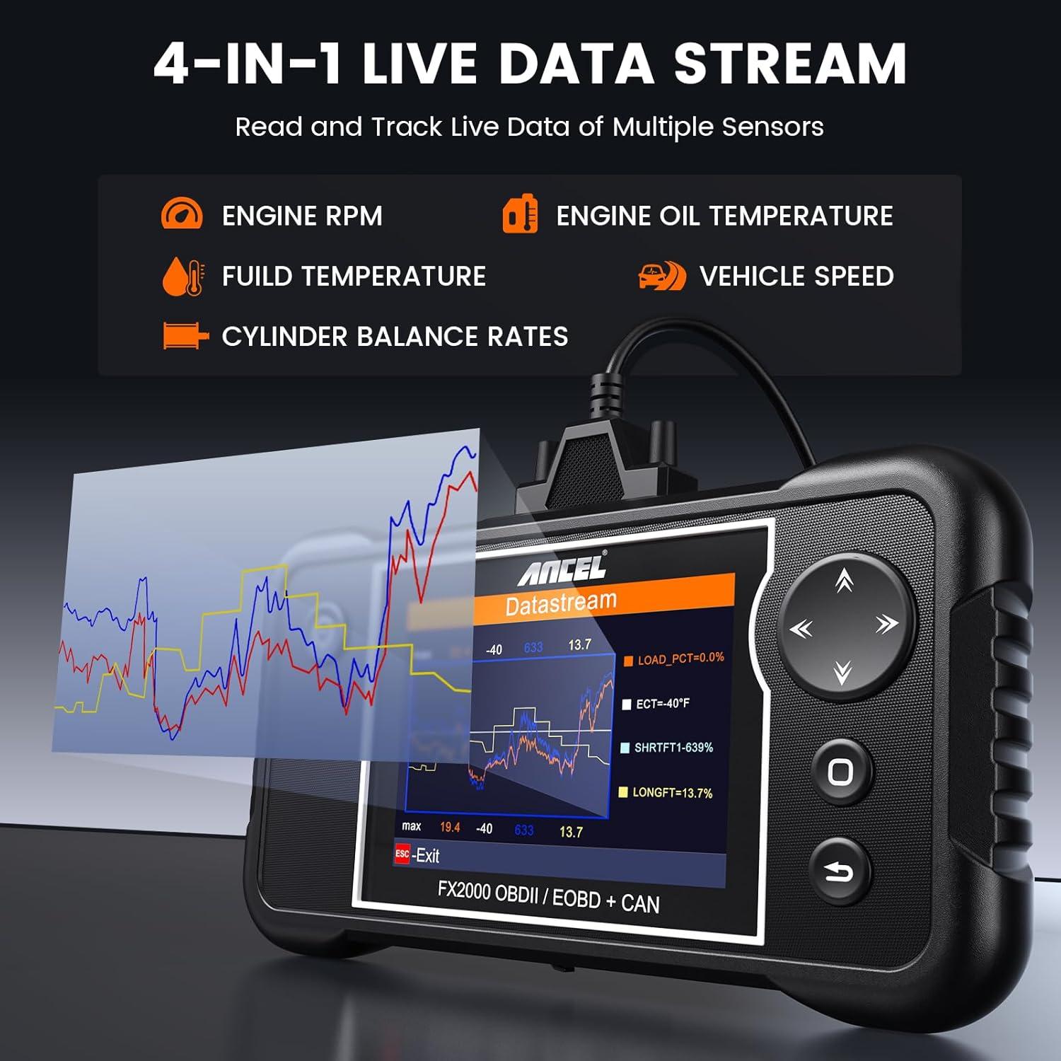 Escáner OBD2 ANCEL FX2000-US Diagnóstico Automotriz ABS SRS