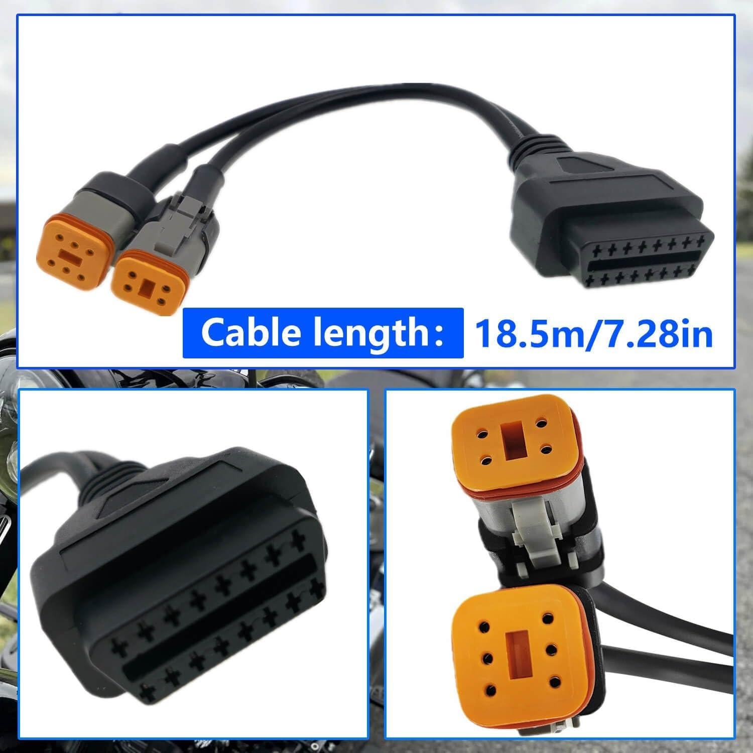 Cable Adaptador OBD2 para Harley Davidson 4Pin y 6Pin 30.48cm