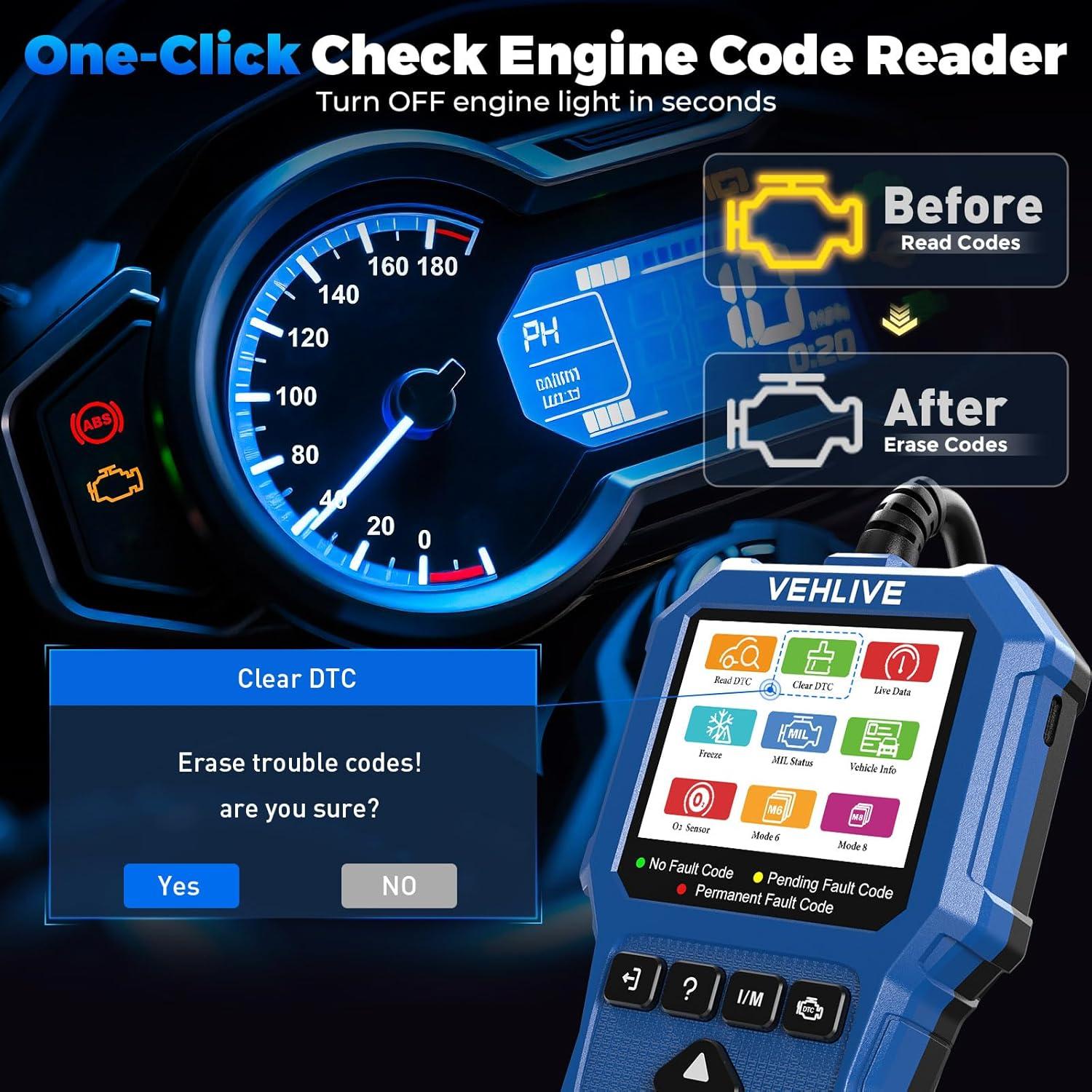 Escáner OBD2 para Motocicleta VEHLIVE V880 MOTO 2025