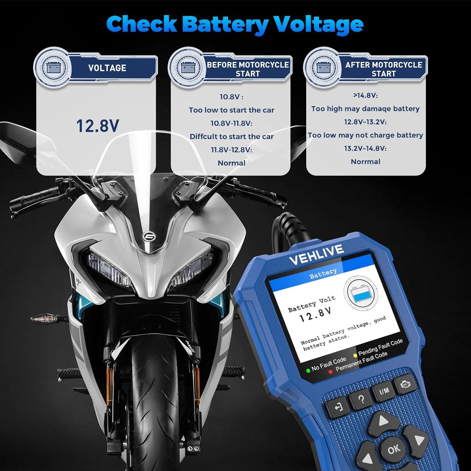 Escáner OBD2 para Motocicleta VEHLIVE V880 MOTO 2025