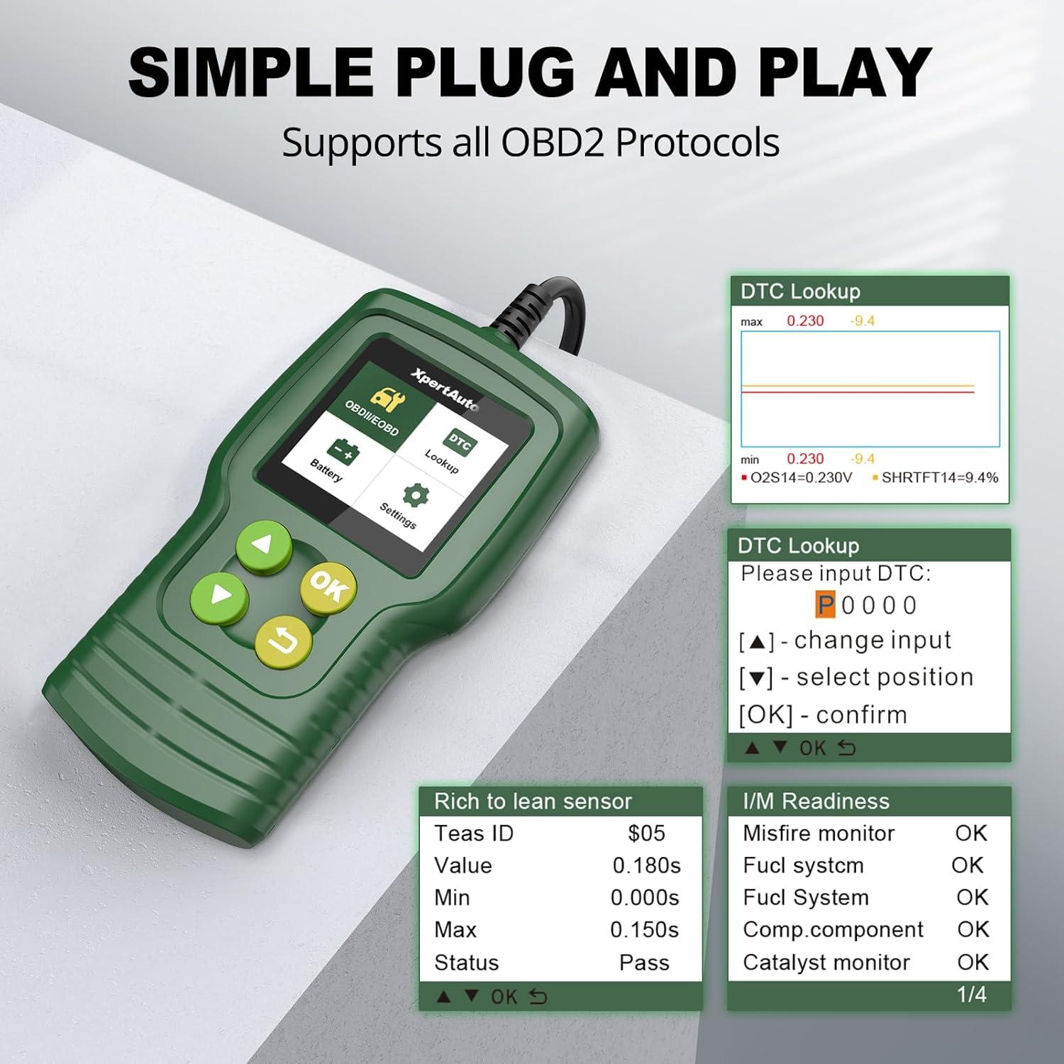 Escáner OBD2 XpertAuto C302 Lector de Códigos Automotriz