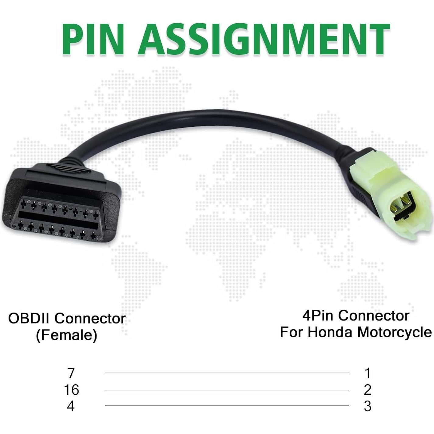 Adaptador OBD2 Honda 4pin a 16pin para Motocicletas 2017+