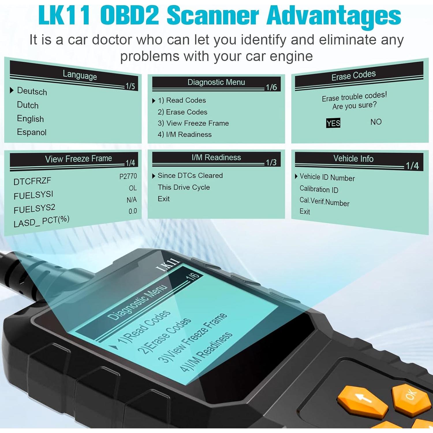 Escáner OBD2 LeeKooLuu LK11 - Diagnóstico Automotriz Plug & Play