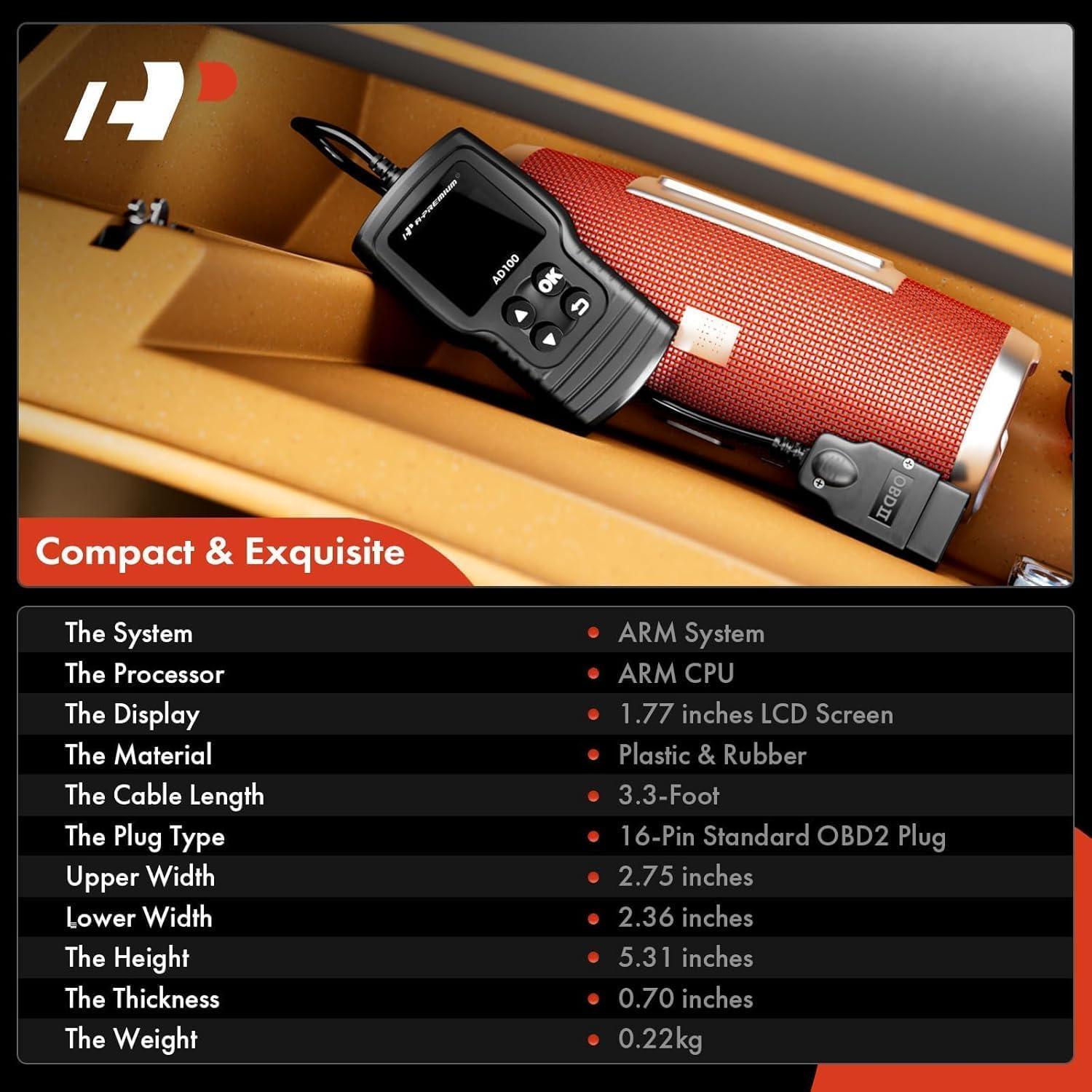 Escáner OBD2 A-Premium AD100 Herramienta de Diagnóstico Coche