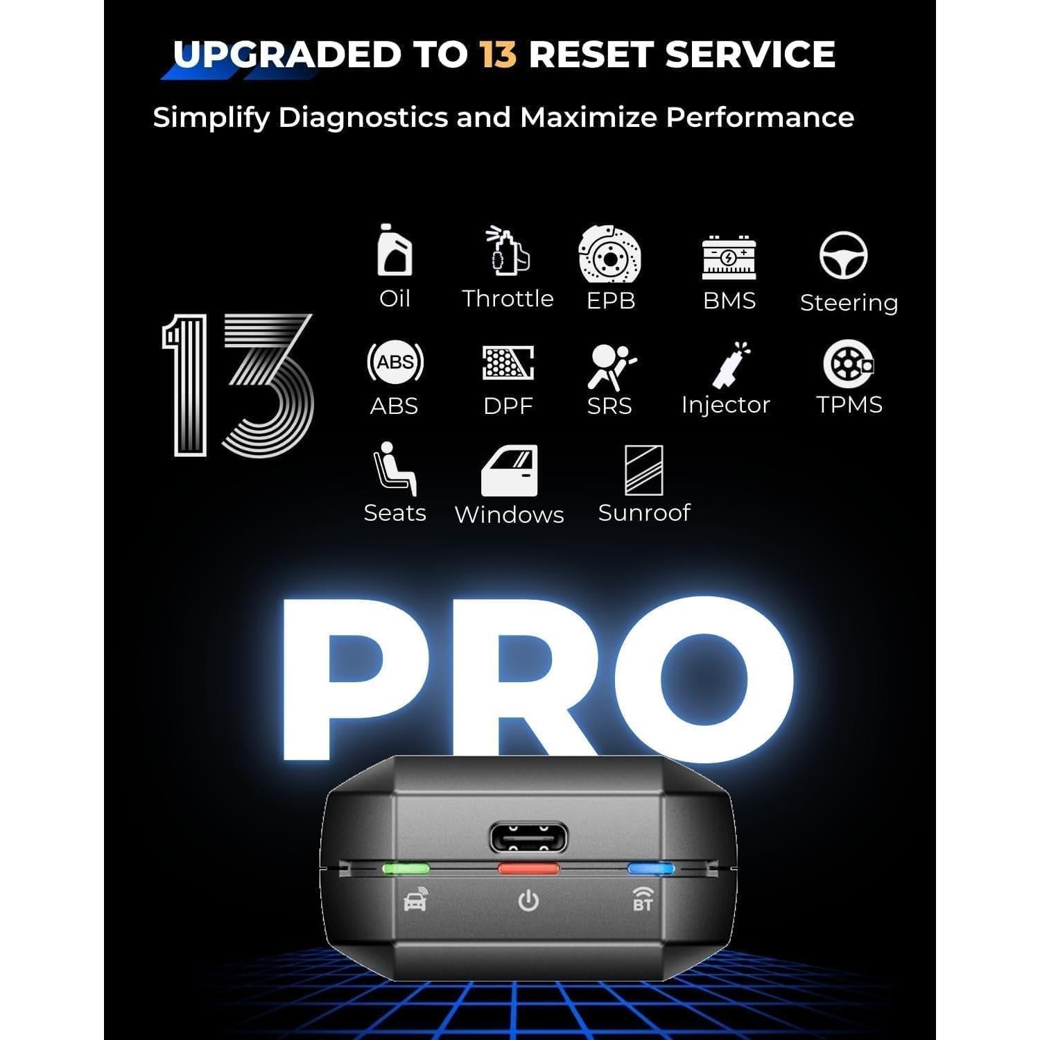 TOPDON TopScan Pro, Wireless OBD2 Scanner Bluetooth for iOS & Android, Diagnostic Scan Tool All System for Car, Bi-Directional Scanner, Code Reader with 13+ Hot Reset Service, FCA AutoAuth