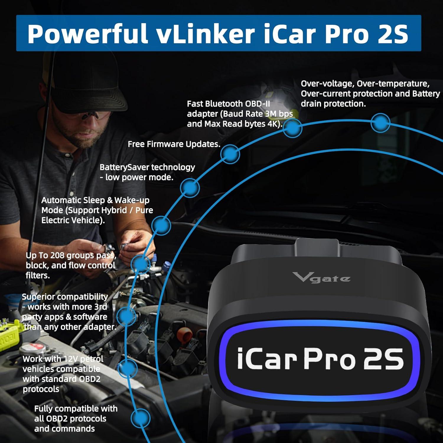 Adaptador OBD2 Bluetooth vLinker iCar Pro 2S para iOS/Android