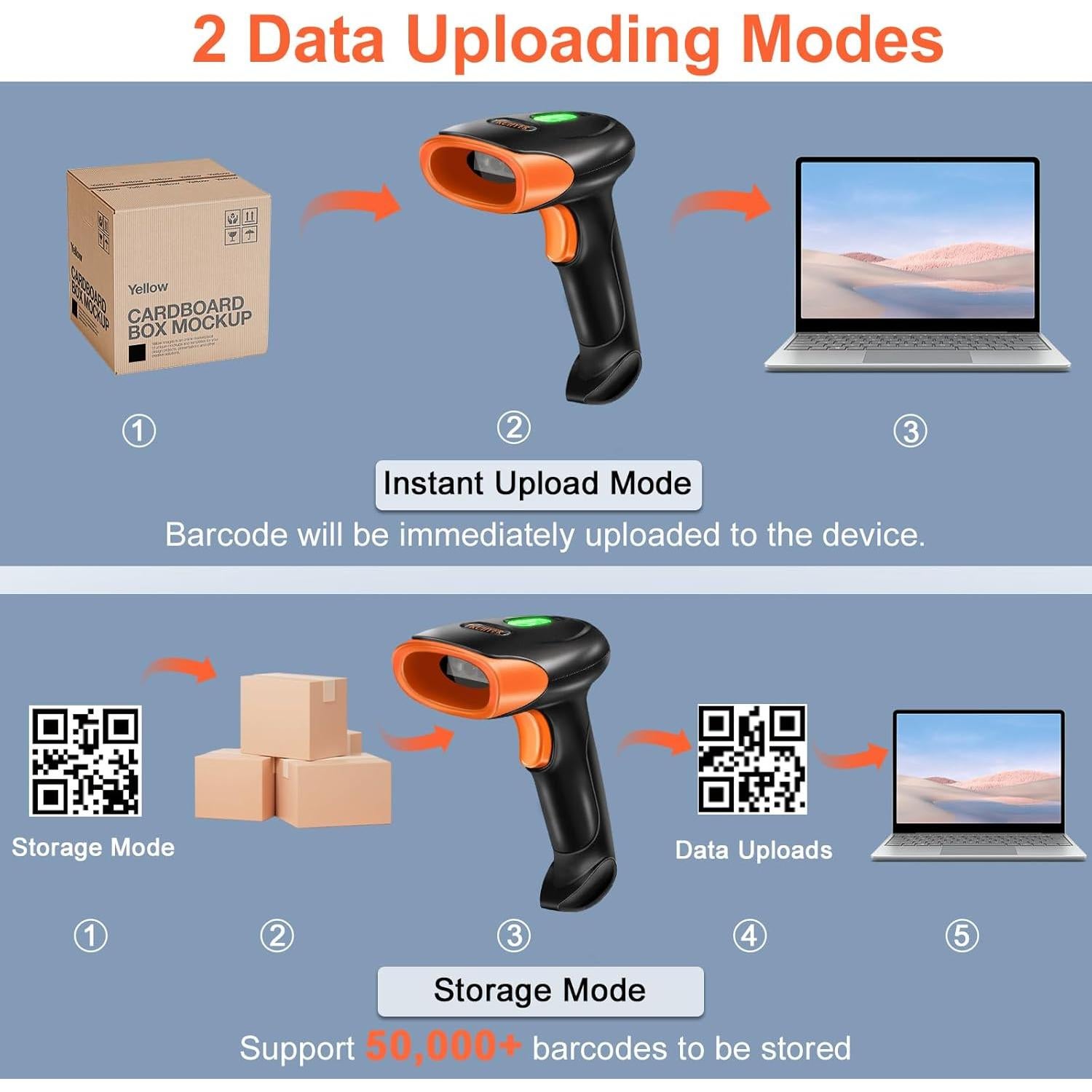 Escáner de Código de Barras Inalámbrico KUIIYER U2-B 2D Bluetooth