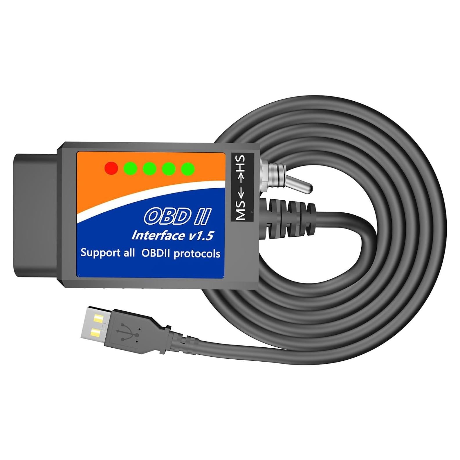 Escáner OBD2 ELM327 USB ULTRAOBD para Ford y más