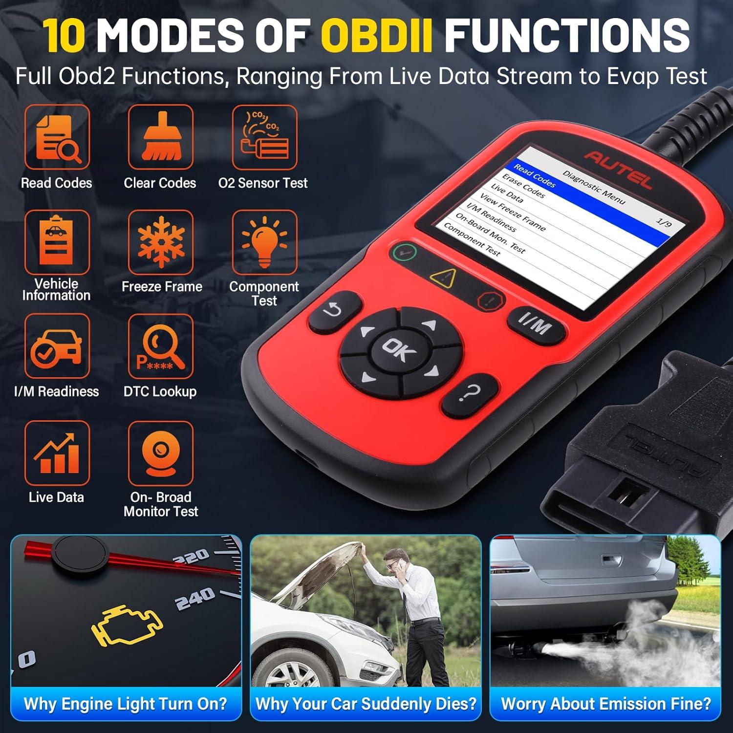 Escáner OBD2 Autel AutoLink AL549 - Lector de Códigos ABS y Batería