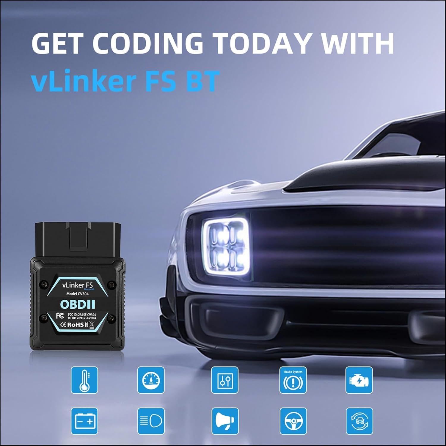 Escáner OBD2 Bluetooth vLinker FS para iOS, Android y Windows