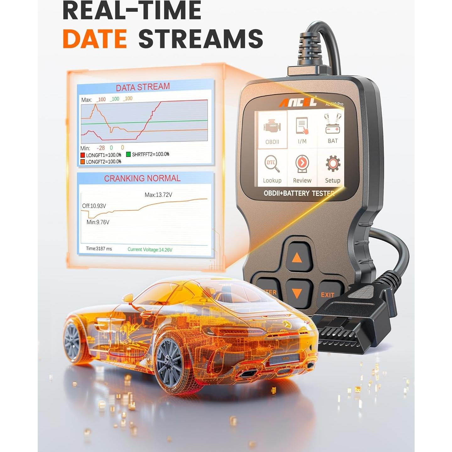 ANCEL AD310 Pro Lector OBD2 y Probador de Batería 12V/24V