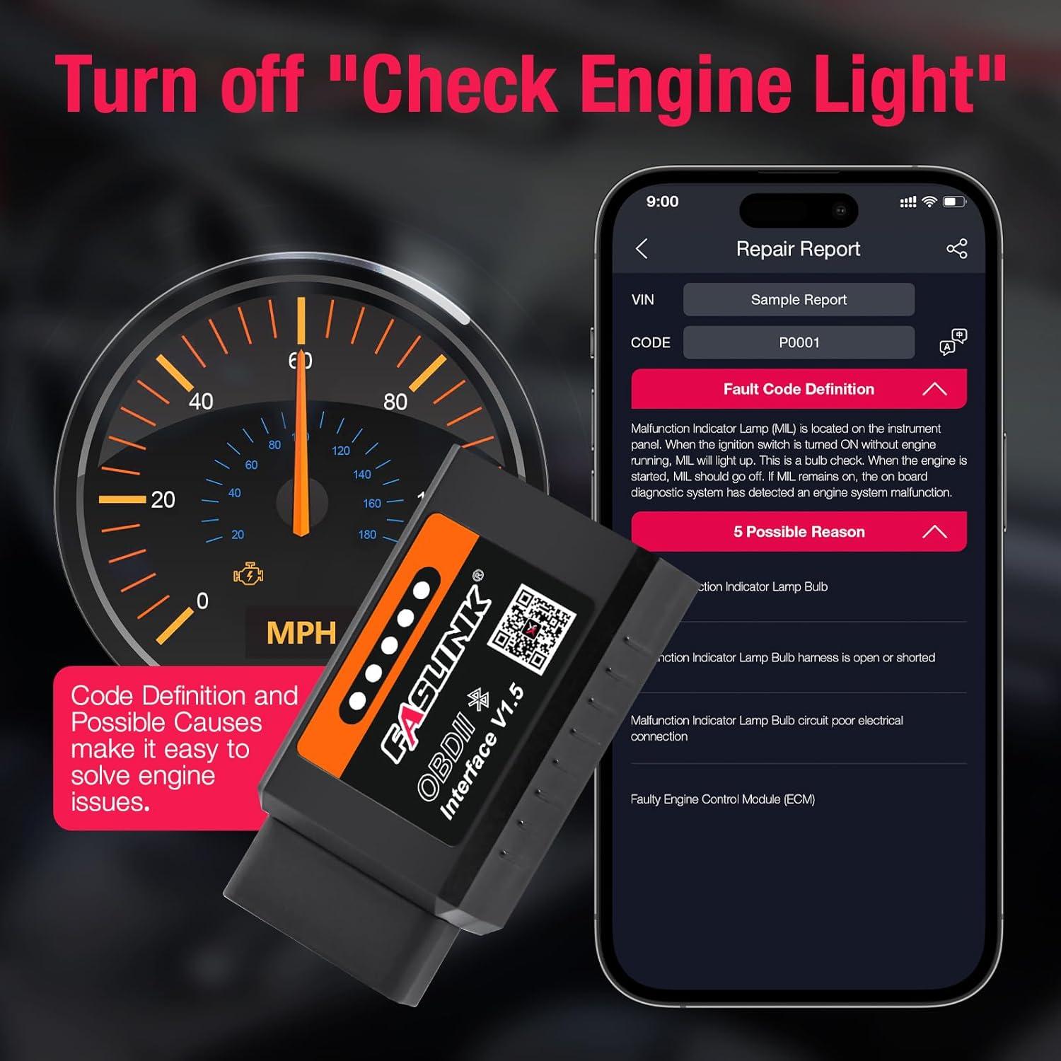 Escáner OBD2 FASLINK X1 Bluetooth para iPhone y Android