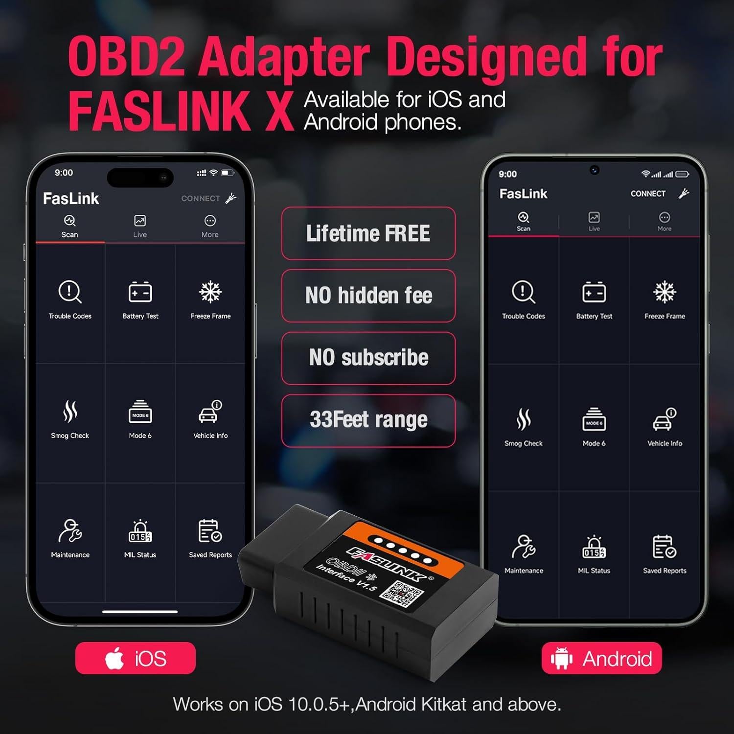 Escáner OBD2 FASLINK X1 Bluetooth para iPhone y Android