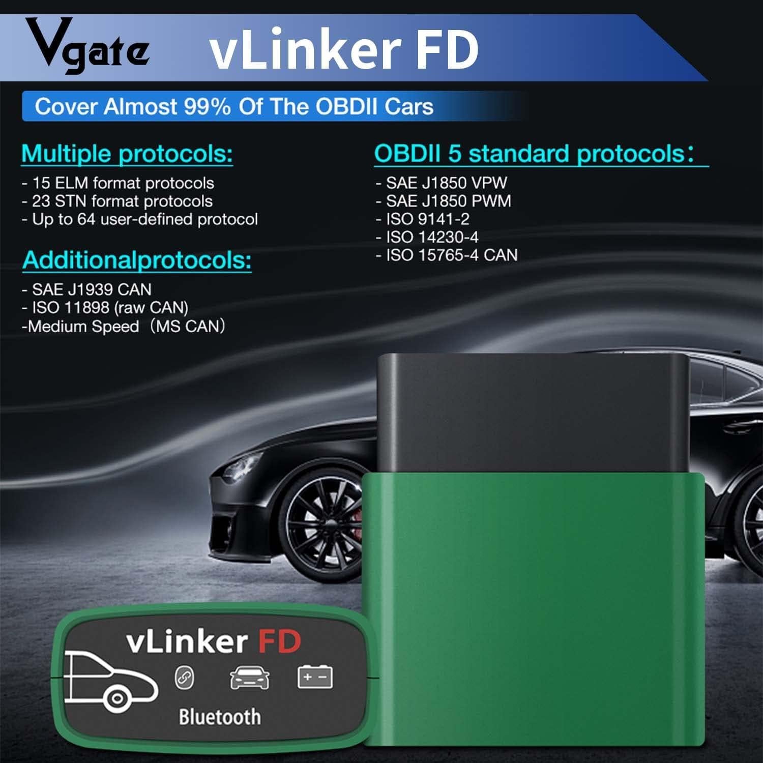 Escáner OBD2 Vgate vLinker FD Bluetooth 3.0 para Android y Windows
