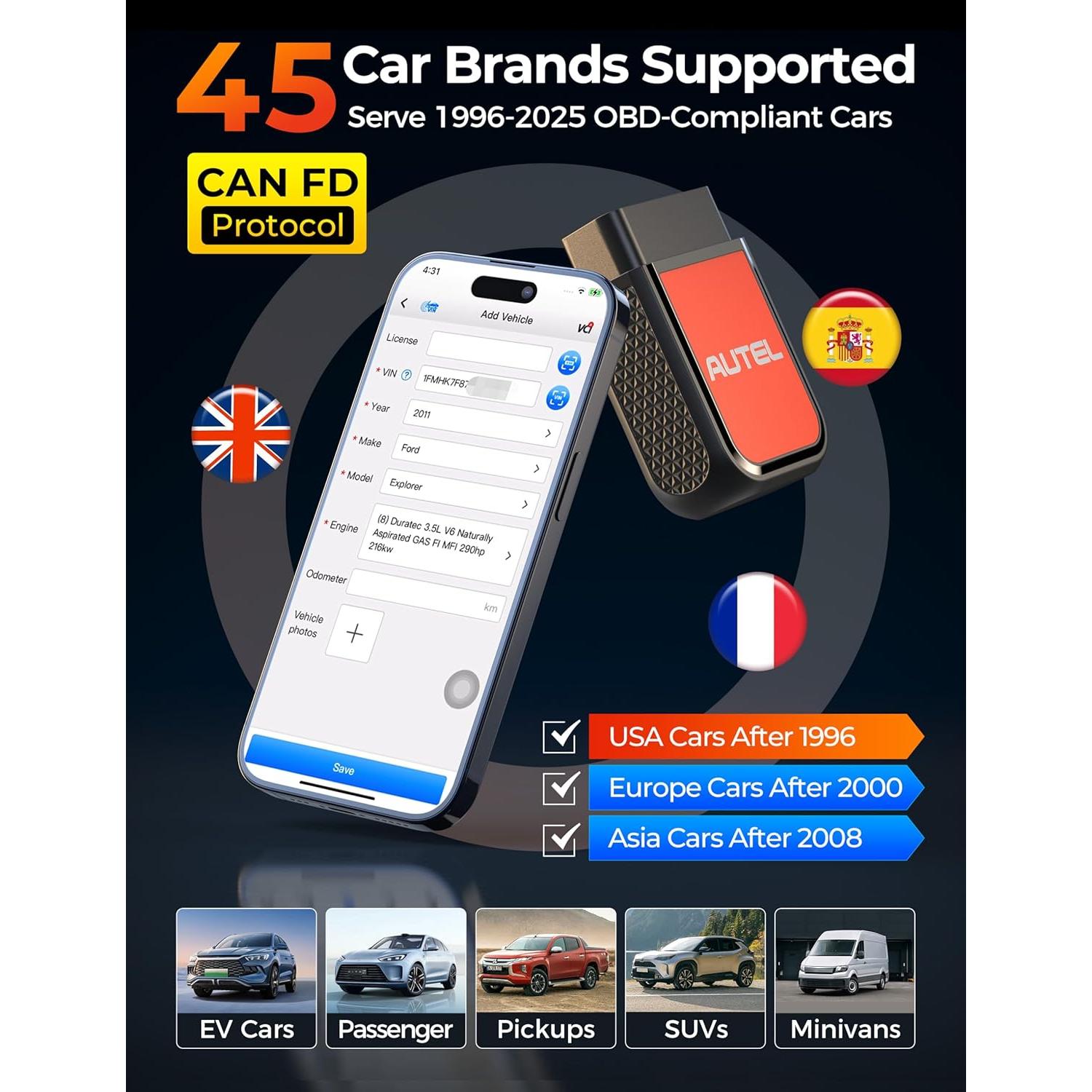 Lector de Códigos OBD2 Autel MaxiAP AP2500E Bluetooth