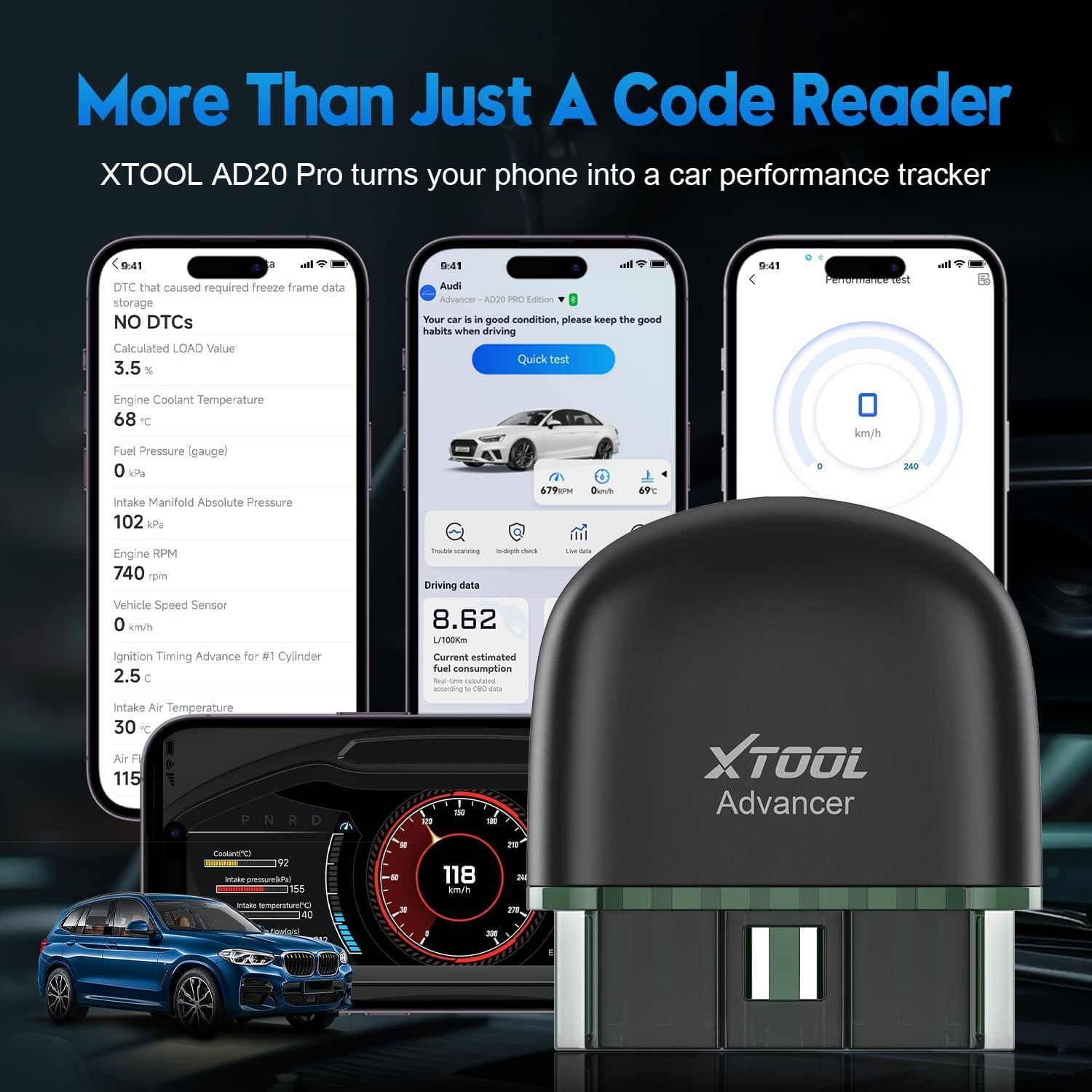 Escáner OBD2 Inalámbrico XTOOL Advancer AD20 Pro - Diagnóstico Completo