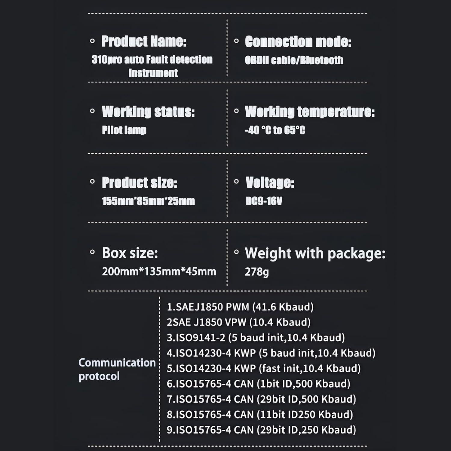 Escáner OBD2 Bluetooth GJYiauo 310Pro para Diagnóstico de Vehículos